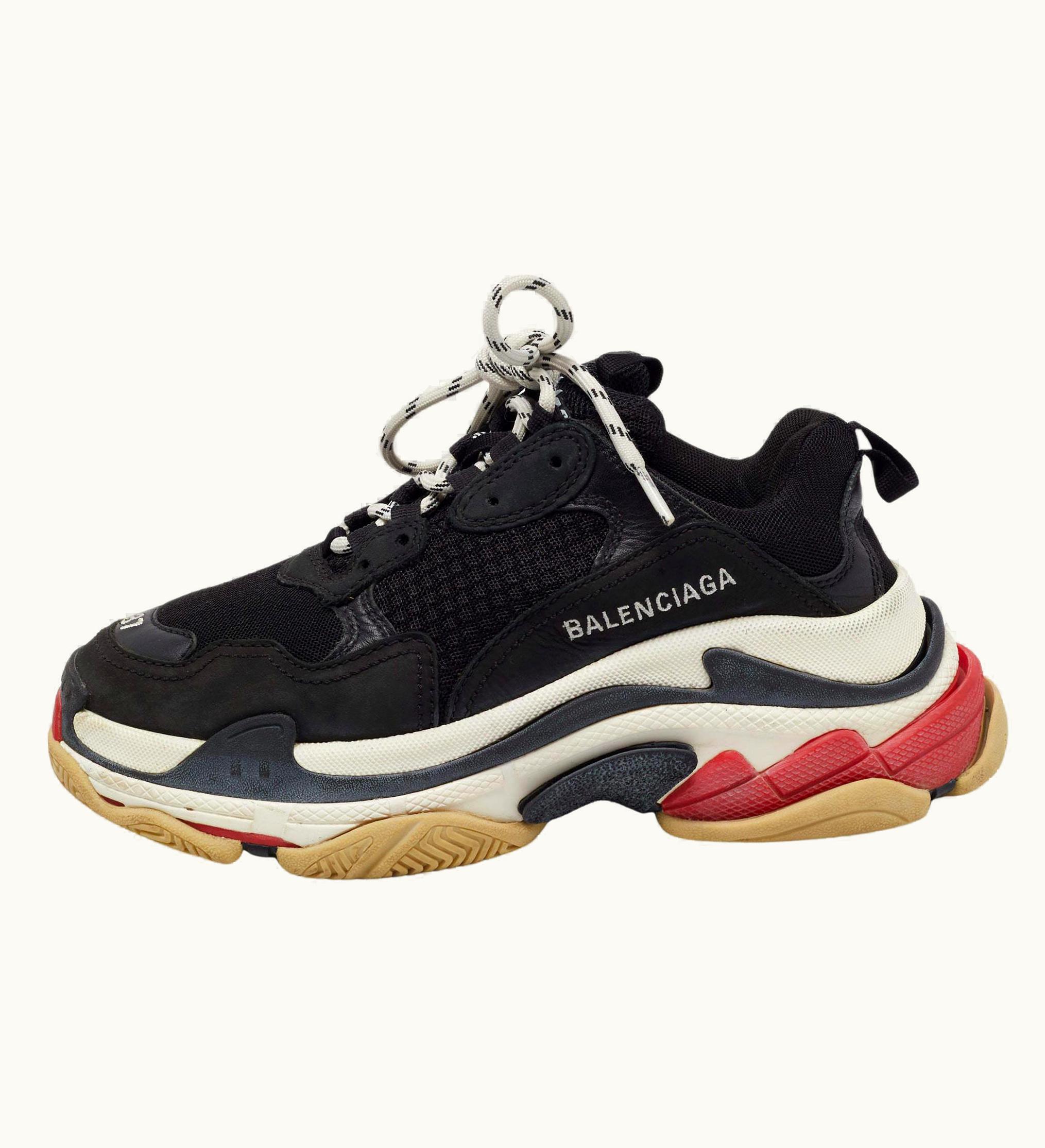 Balenciaga Balenciaga Black Mesh And Leather Triple Sneakers
