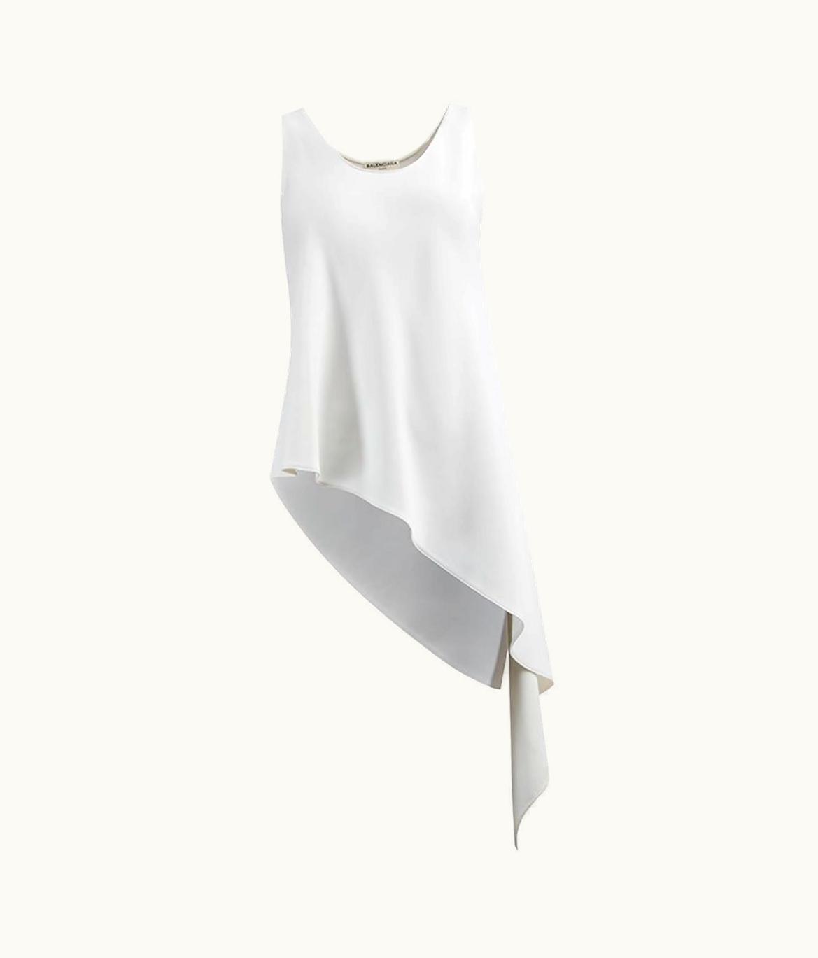 Balenciaga Balenciaga Women' 2014 White Asymmetric Droopy Tail Tank Top