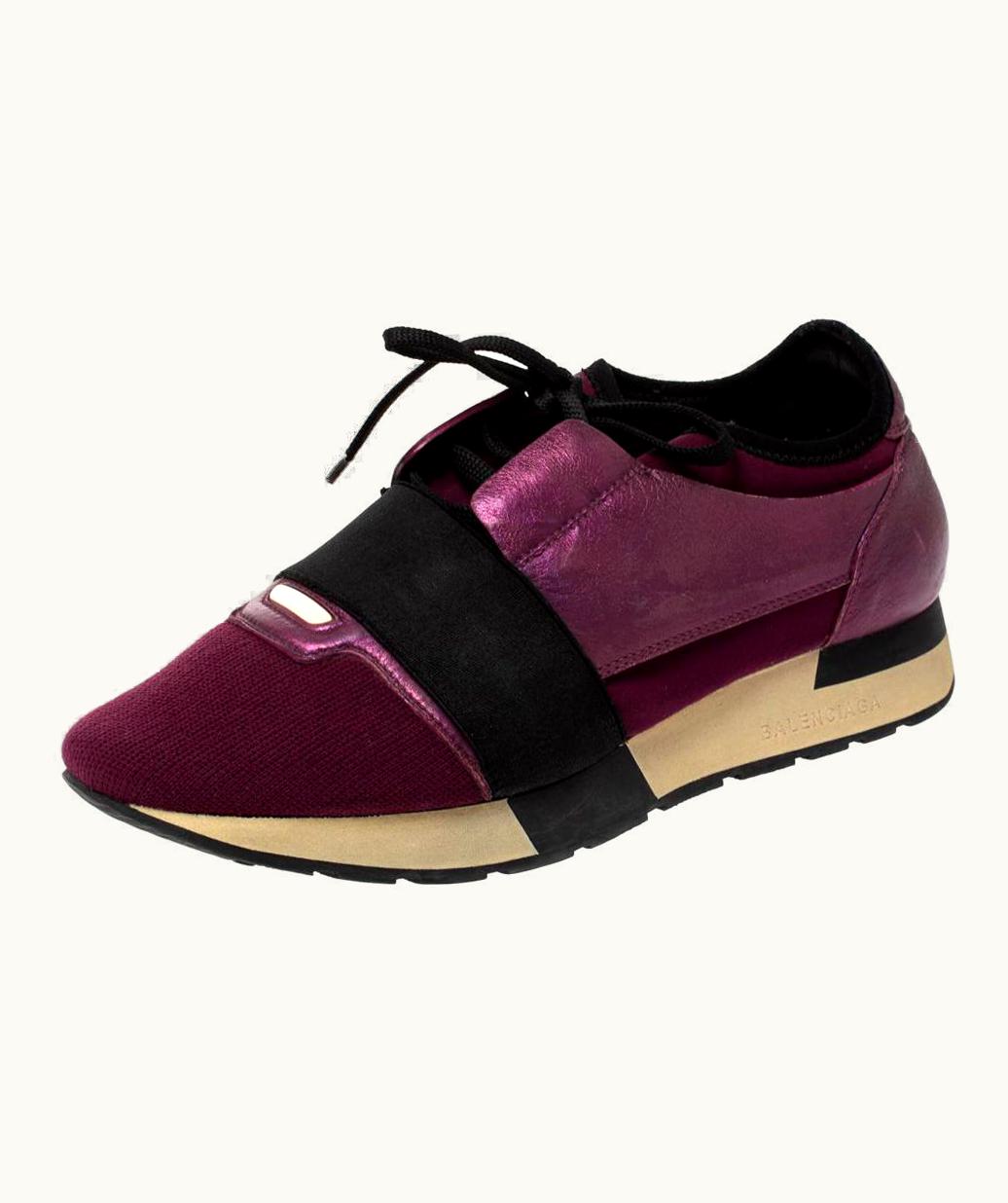 Balenciaga Balenciaga Purple/Black Neoprene And Leather Race Runner Sneakers