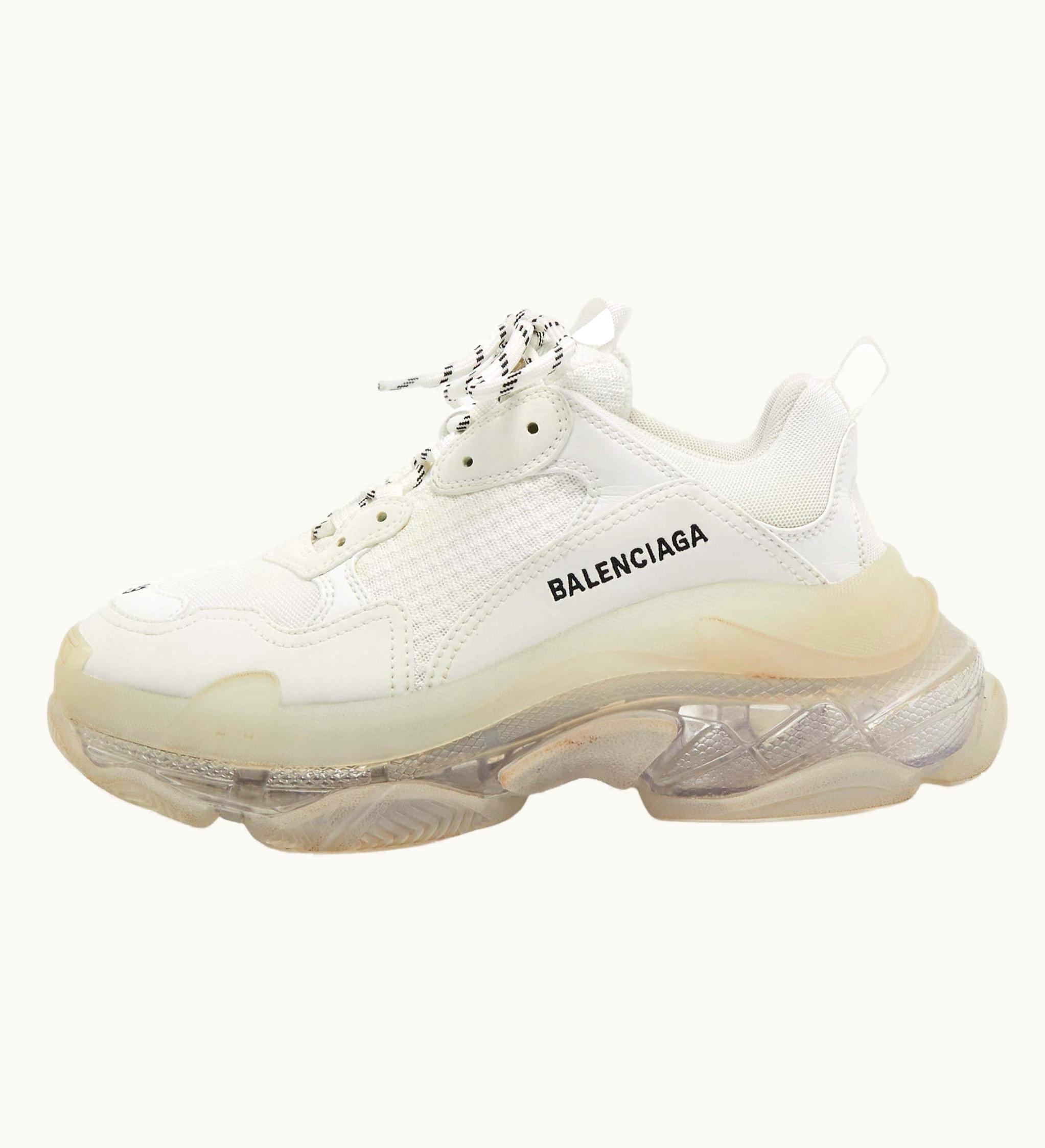 Balenciaga Balenciaga White Leather And Mesh Triple Sneakers