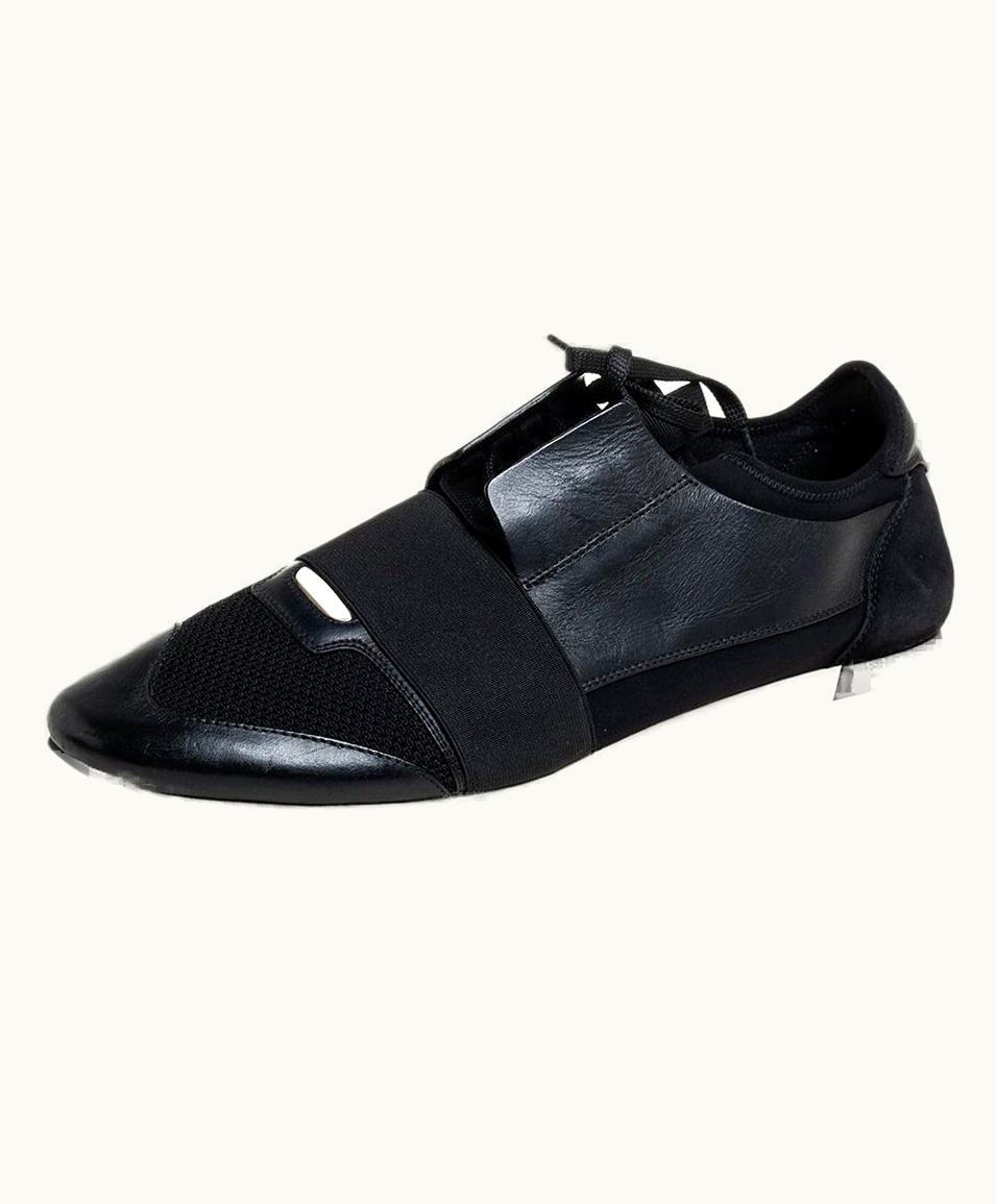 Balenciaga Balenciaga Black Mesh, Suede And Leather Race Runner Sneakers