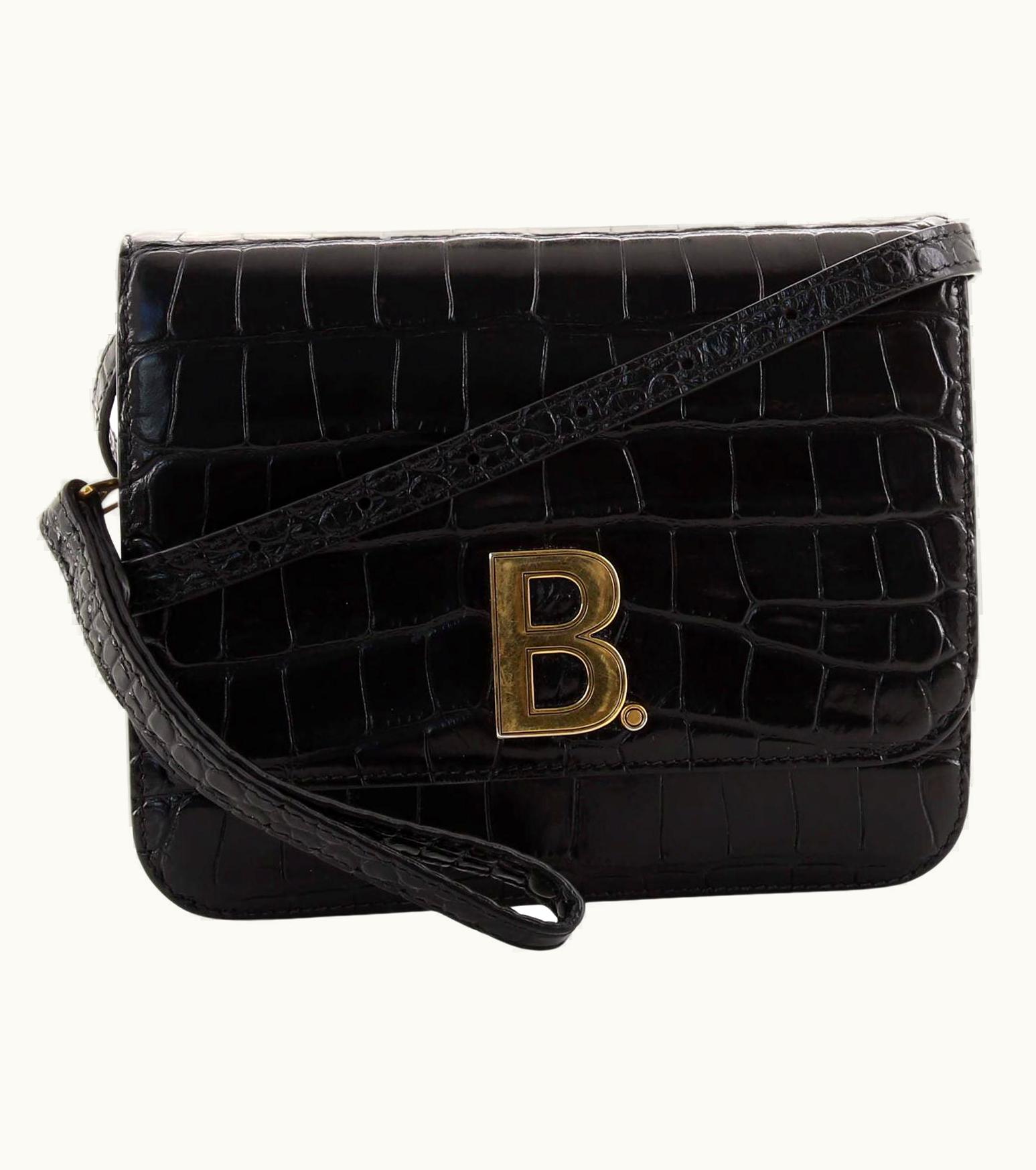 Balenciaga Balenciaga B. Dot Flap Bag Crocodile Embossed Leather Small Exterior Mate