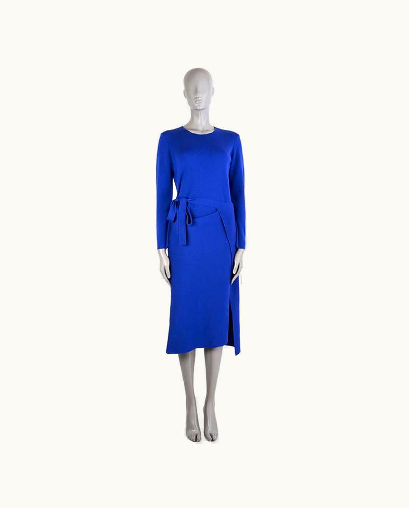 Balenciaga Balenciaga Cobalt Blue Wool Asymmetric Wrap Top Or Dress