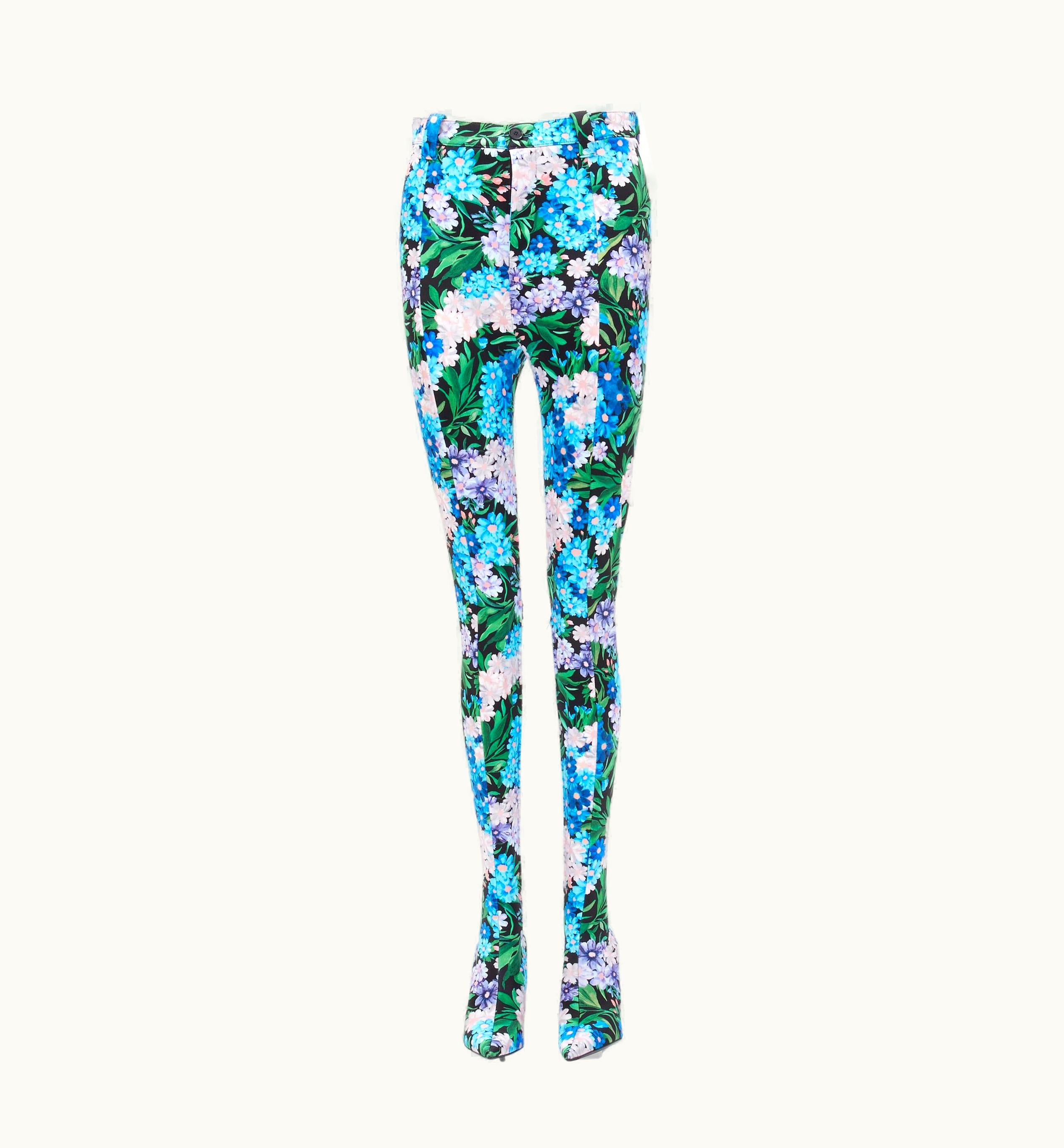 Balenciaga Balenciaga 2018 Pantashoes Knife Blue Floral Print Spandex Boots