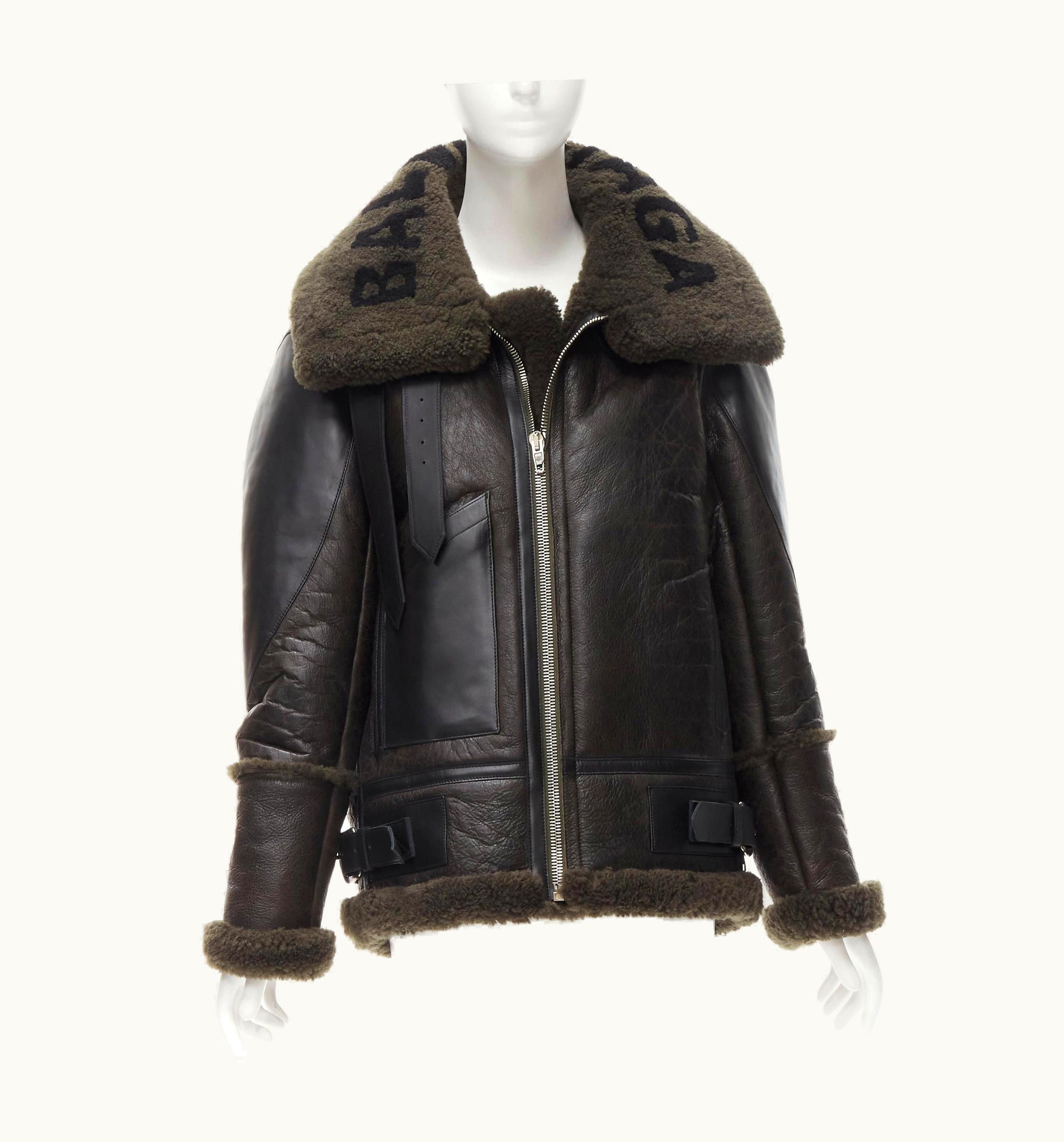 Balenciaga Balenciaga Demna 2018 Runway Le Bombardier Green Shearling Jacket