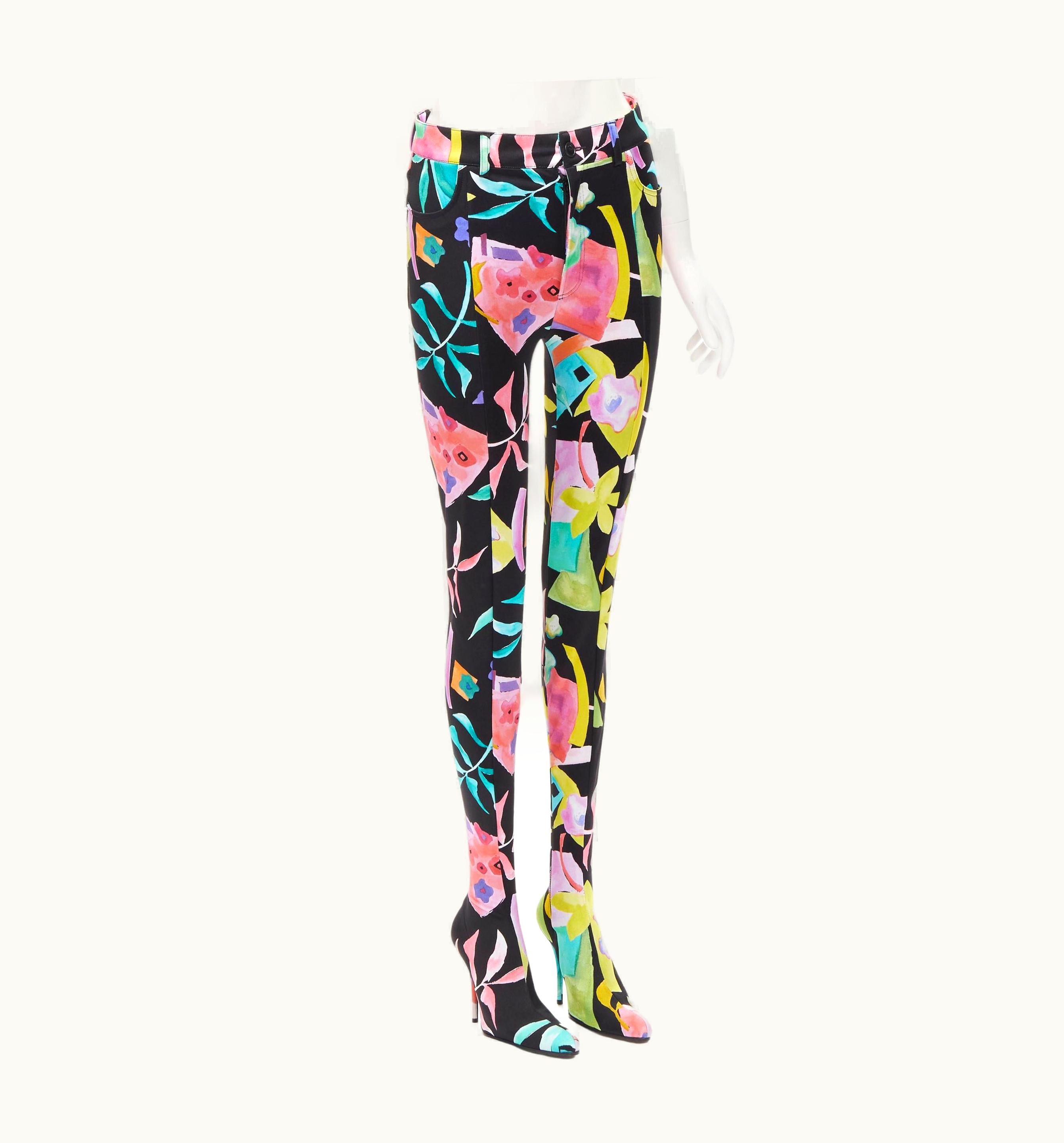 Balenciaga Balenciaga Runway Demna Pantashoe Black Floral Heel Boots Pants