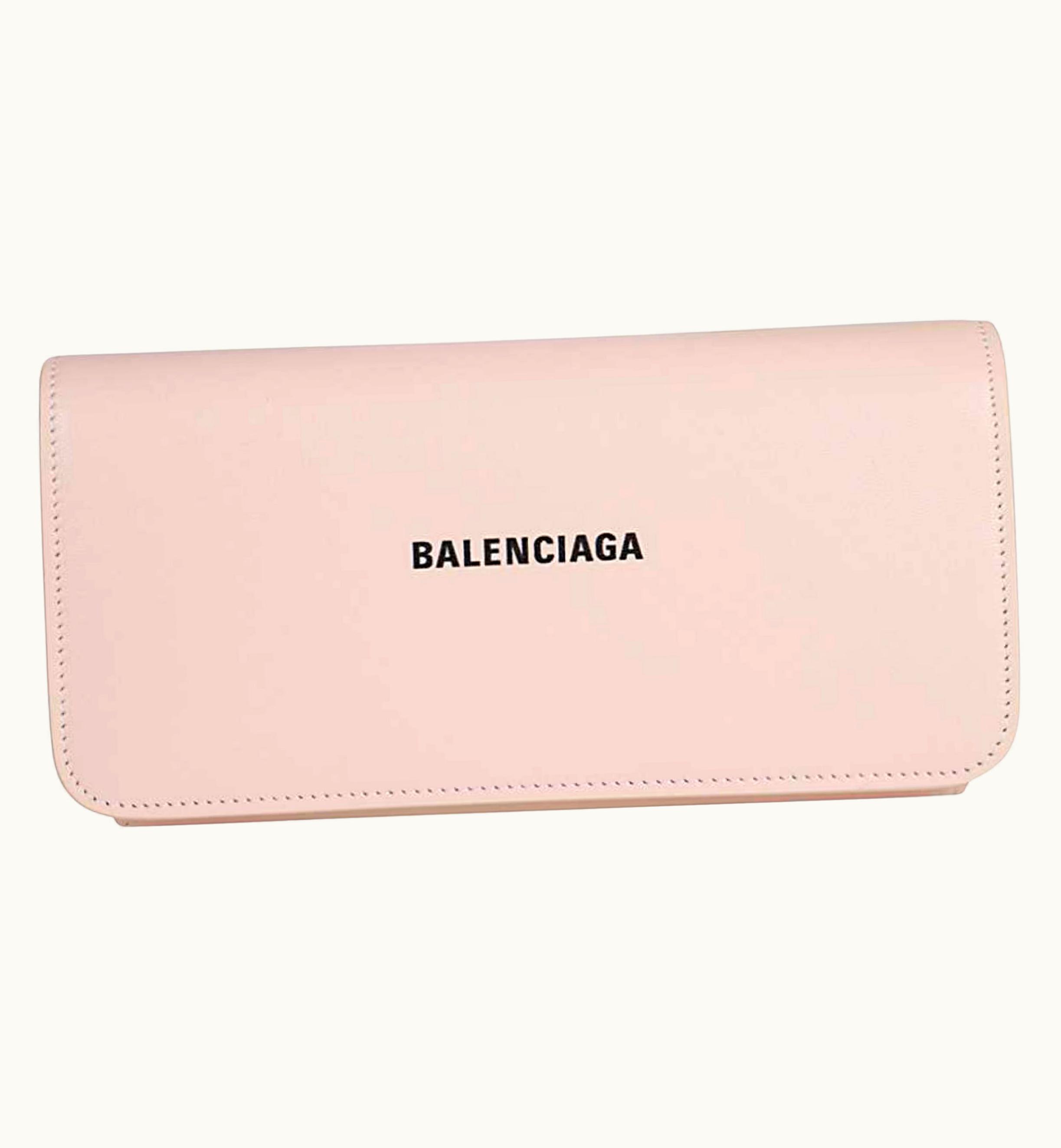 Balenciaga Balenciaga Pink Printed Logo Leather Long Wallet Clutch Bag Card Case