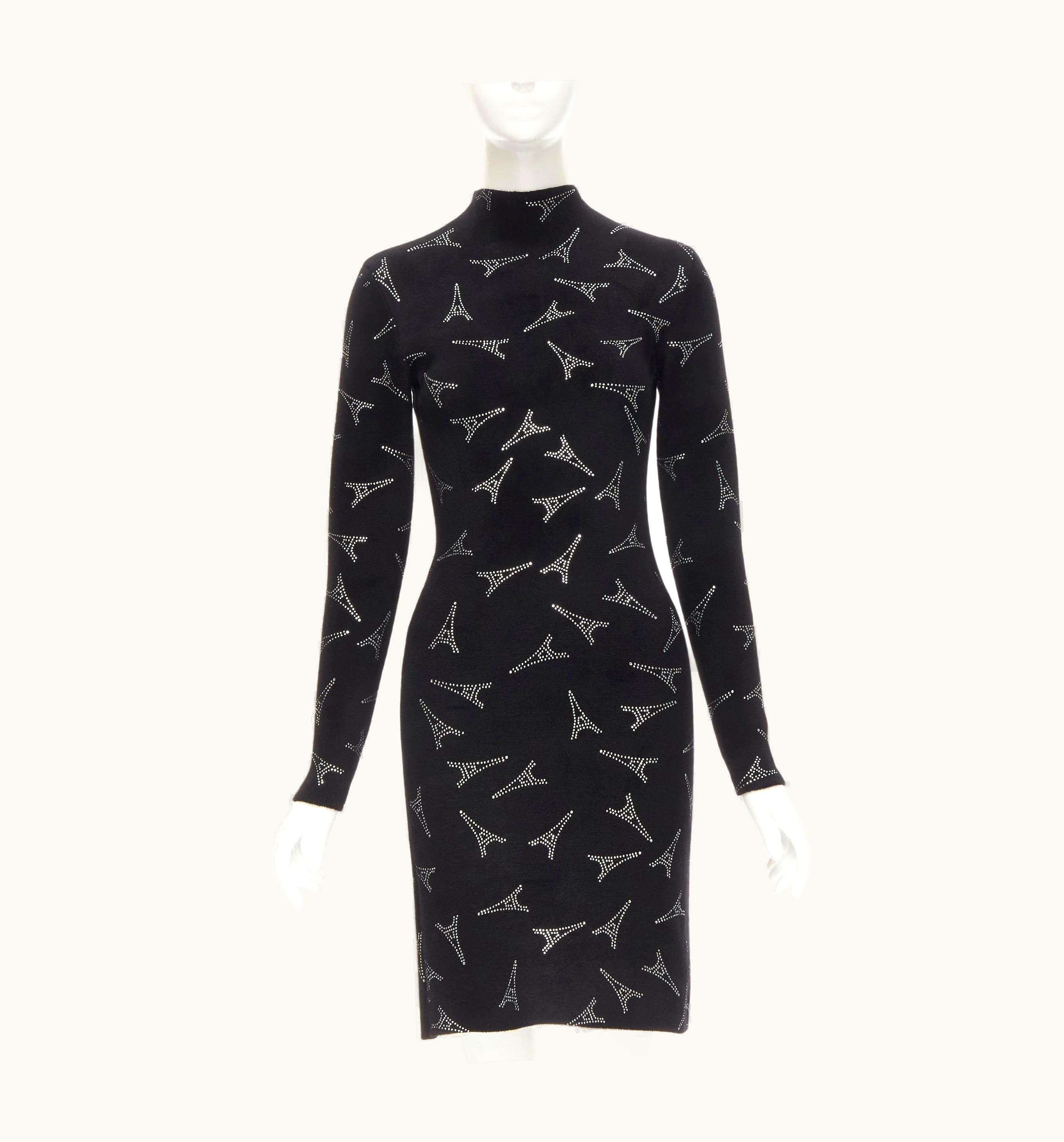 Balenciaga Balenciaga Demna 2019 Runway Eiffel Tower Crystal Embellished Velour Dress