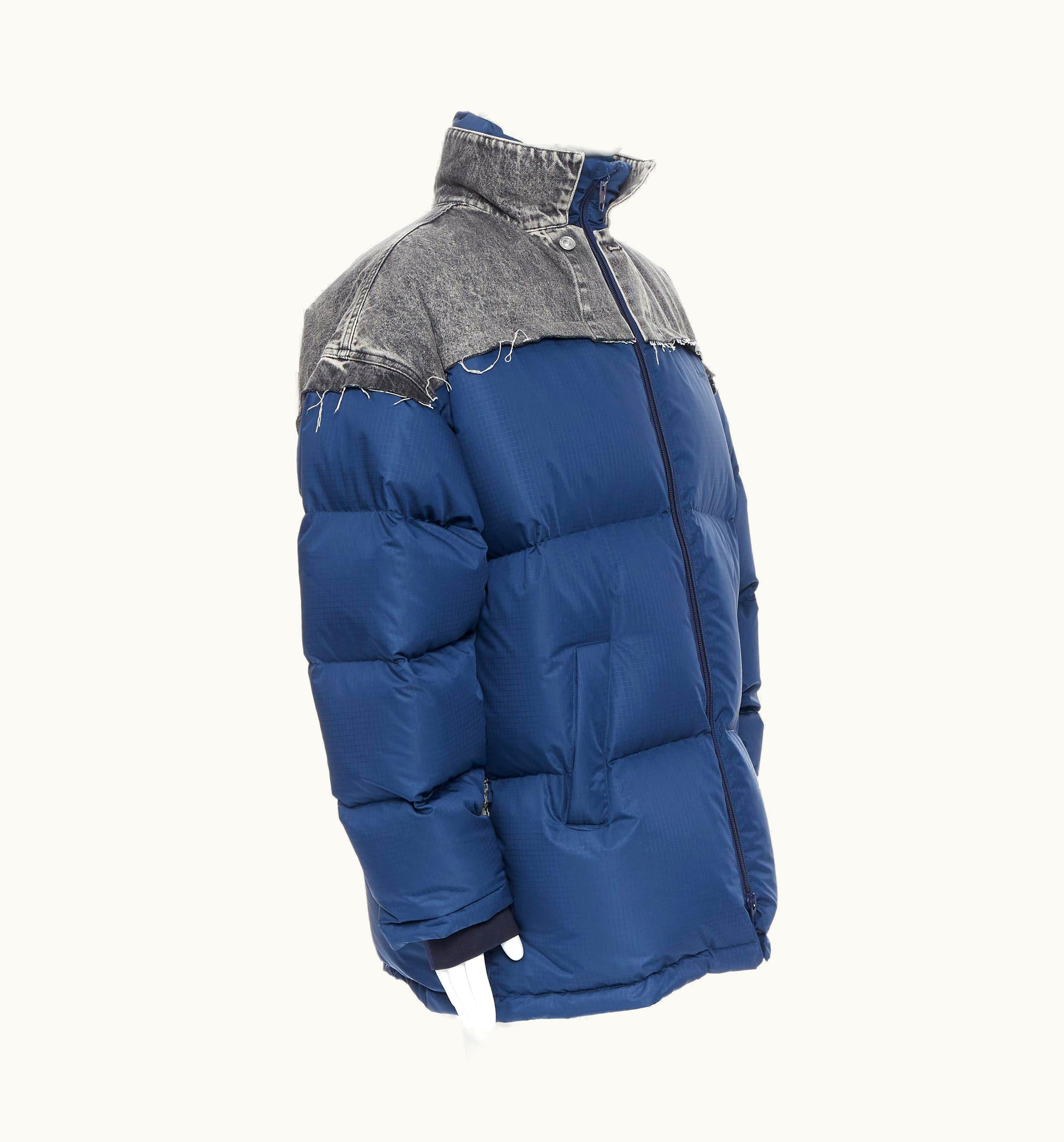 Balenciaga Balenciaga 2018 Fake Layering Blue Grey Denim Oversized Down Puffer