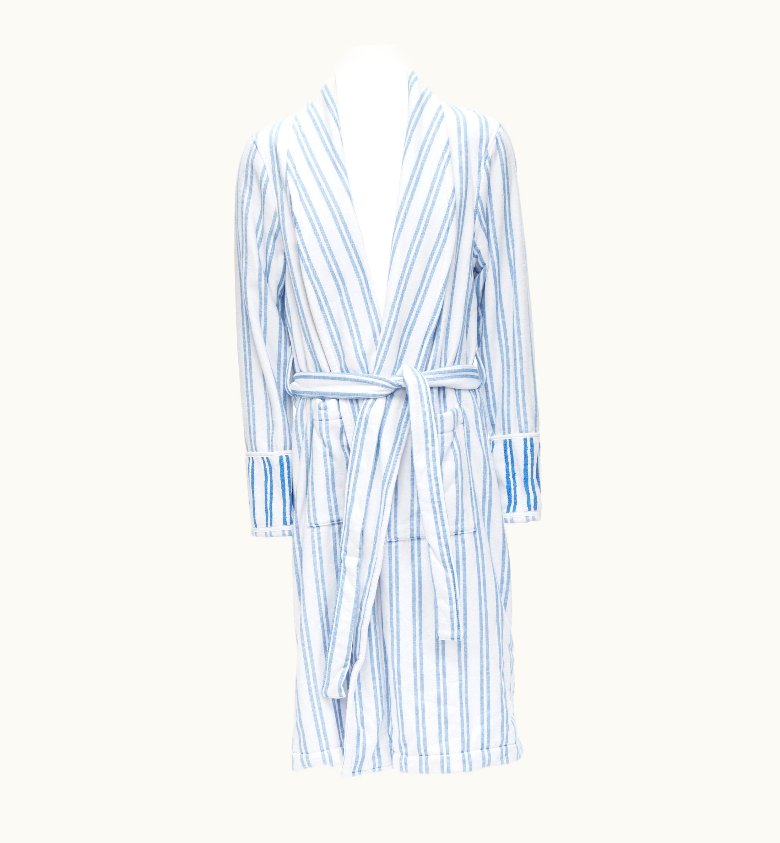 Balenciaga Balenciaga Demna Resort Blue White Striped Belted Bathrobe Coat  Rihanna