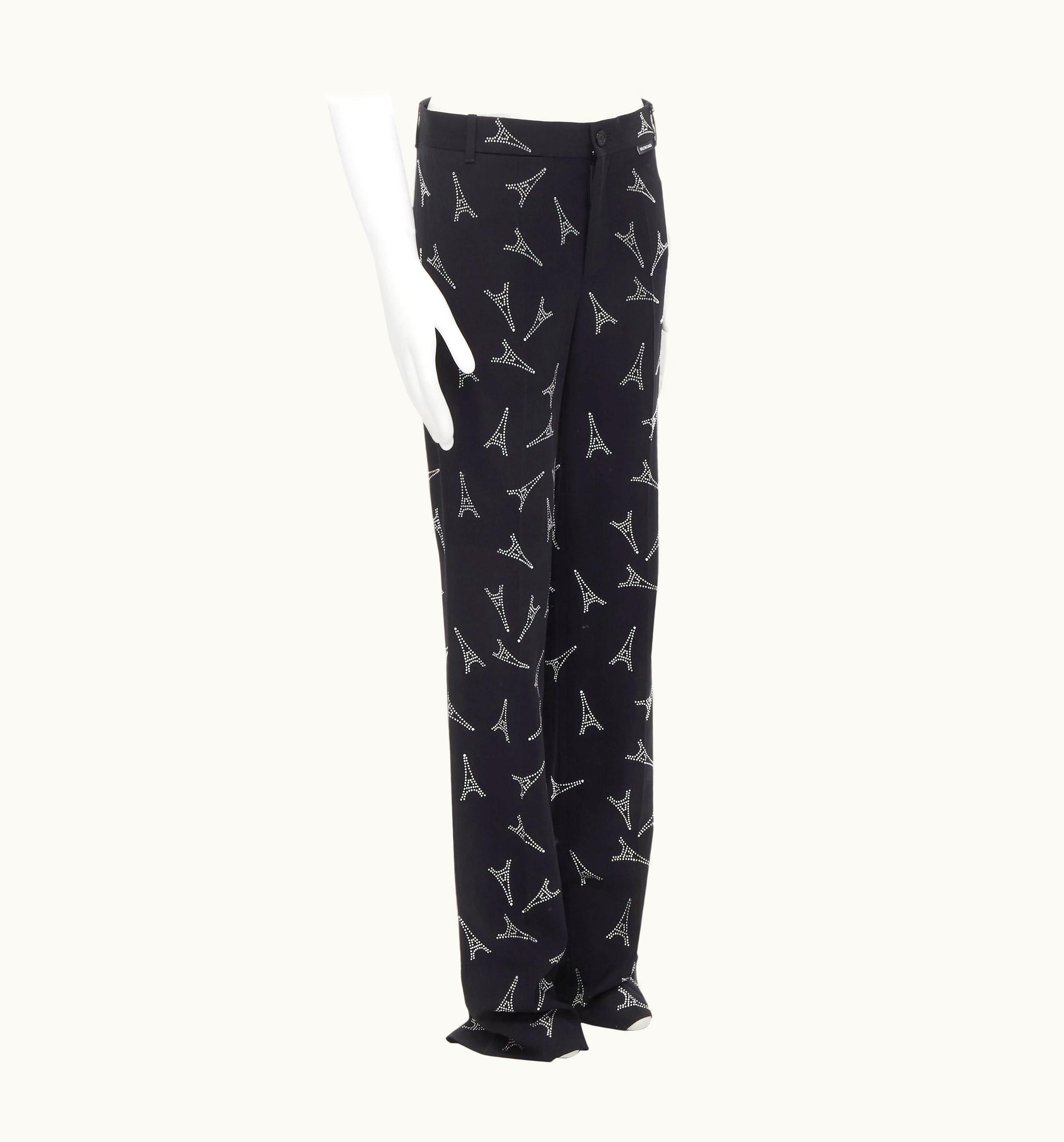 Balenciaga Balenciaga Demna 2019 Runway Eiffel Tower Crystal Trousers Pants UZ0588713