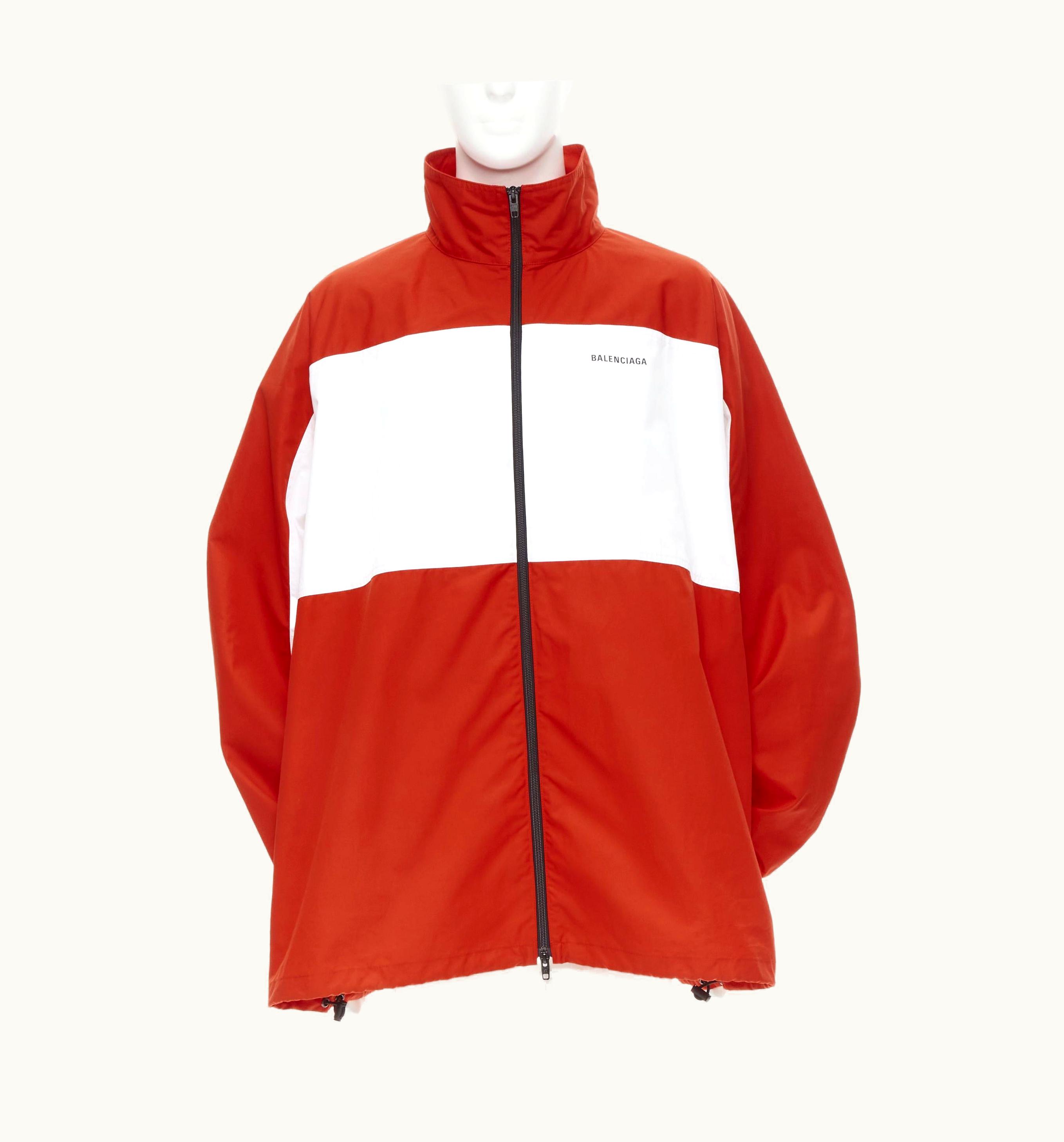 Balenciaga Balenciaga Y2k Red White Colorblocked Logo Poplin Track Jacket UZ0588719