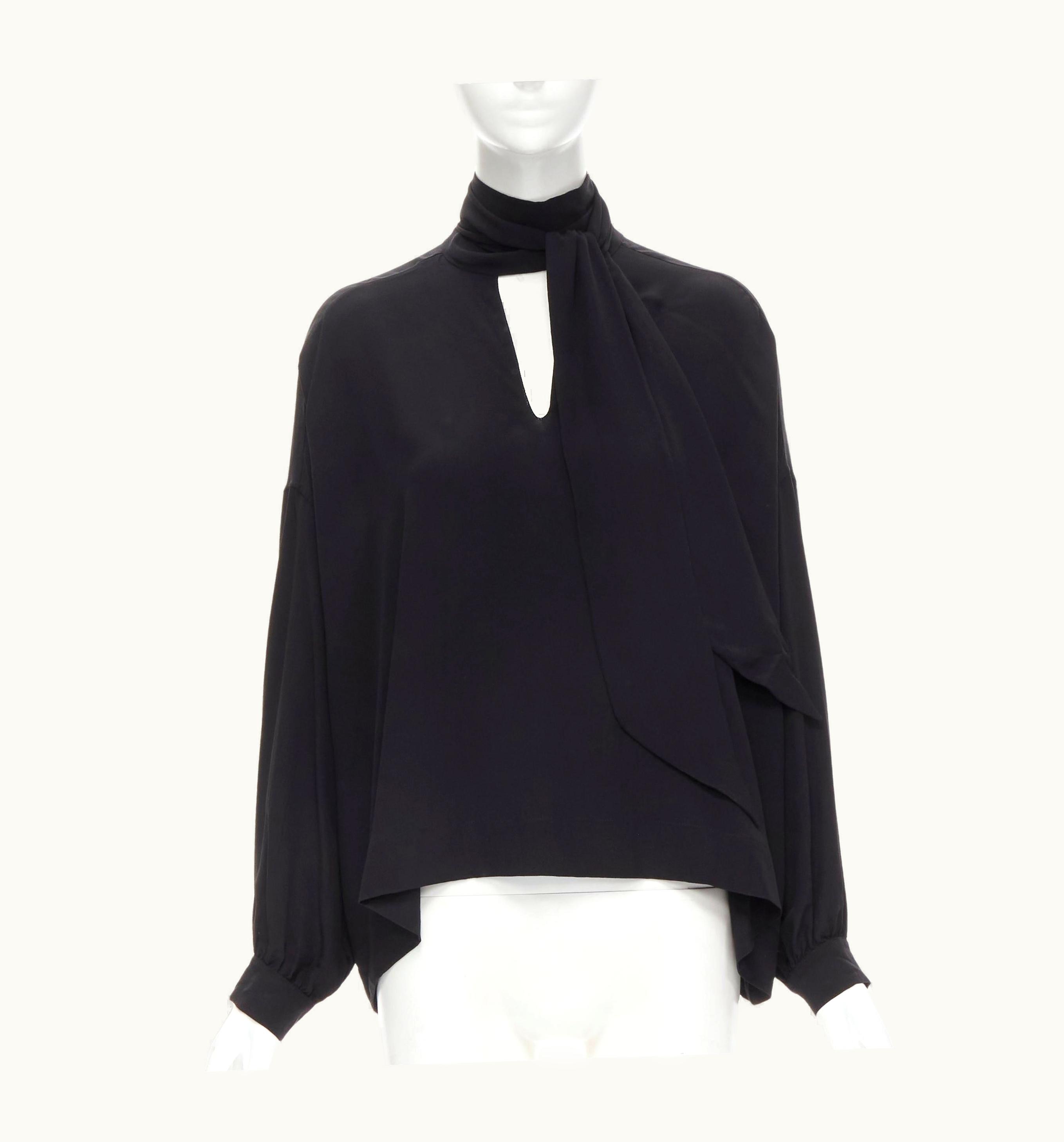 Balenciaga Balenciaga 2016 Archetype Dipped Back Pussy Bow Silk Blouse Top