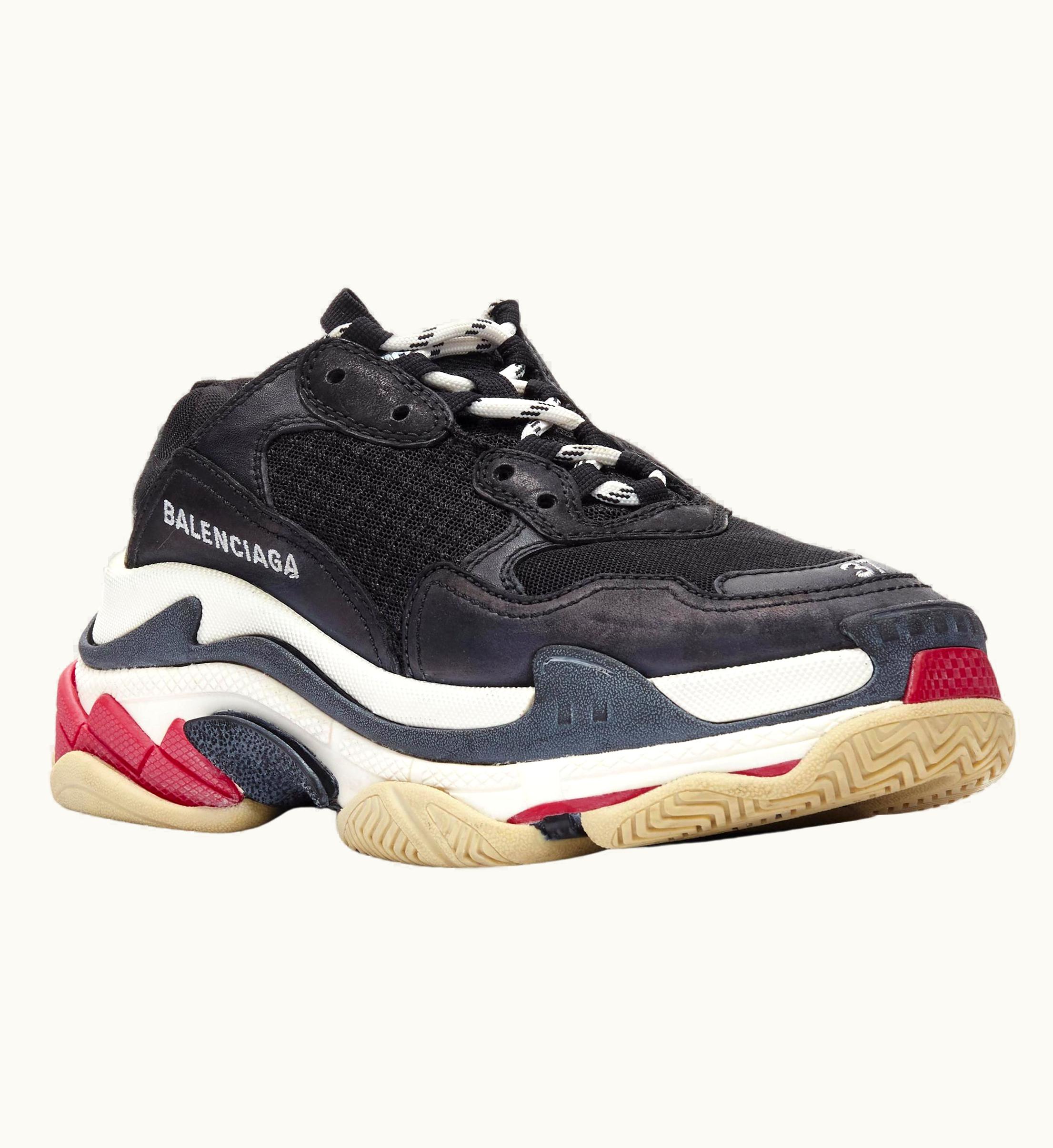 Balenciaga Balenciaga Triple Black Mesh White Red Triple Sole Chunky Sneaker