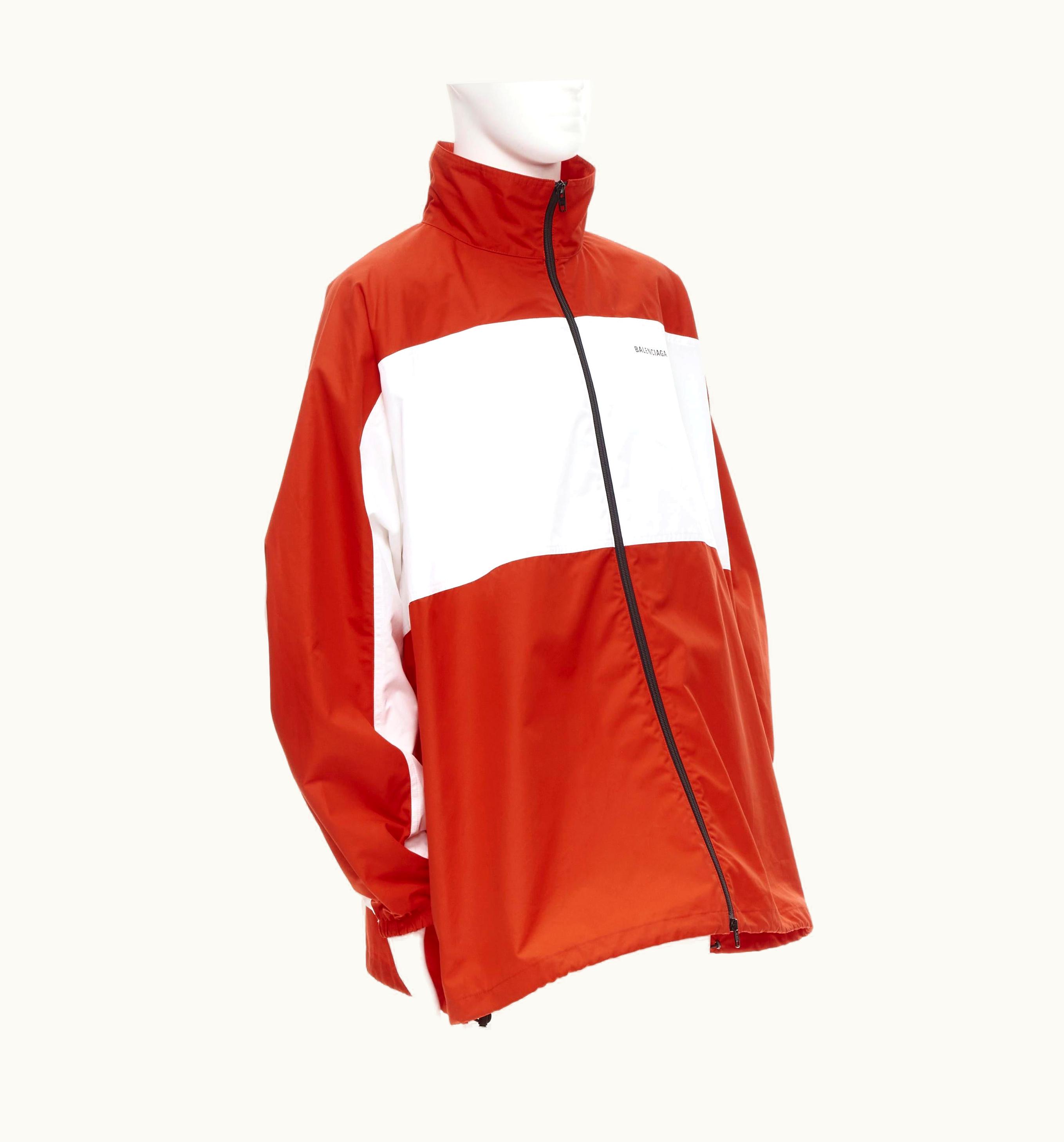 Balenciaga Balenciaga Y2k Red White Colorblocked Logo Embroidered Track Jacket
