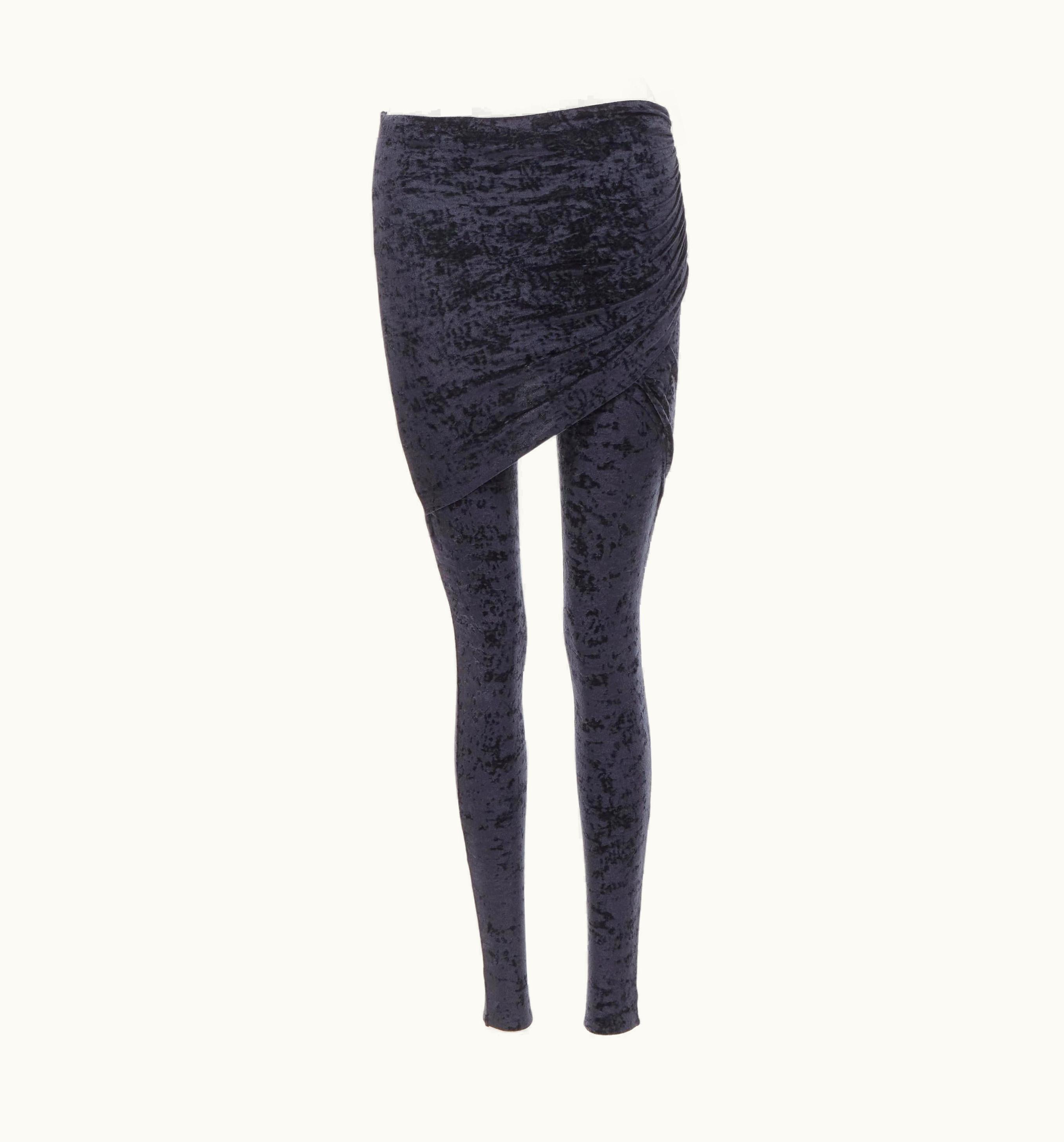 Balenciaga Balenciaga Demna 2019 Black Crushed Velvet Draped Front Legging UZ0588739