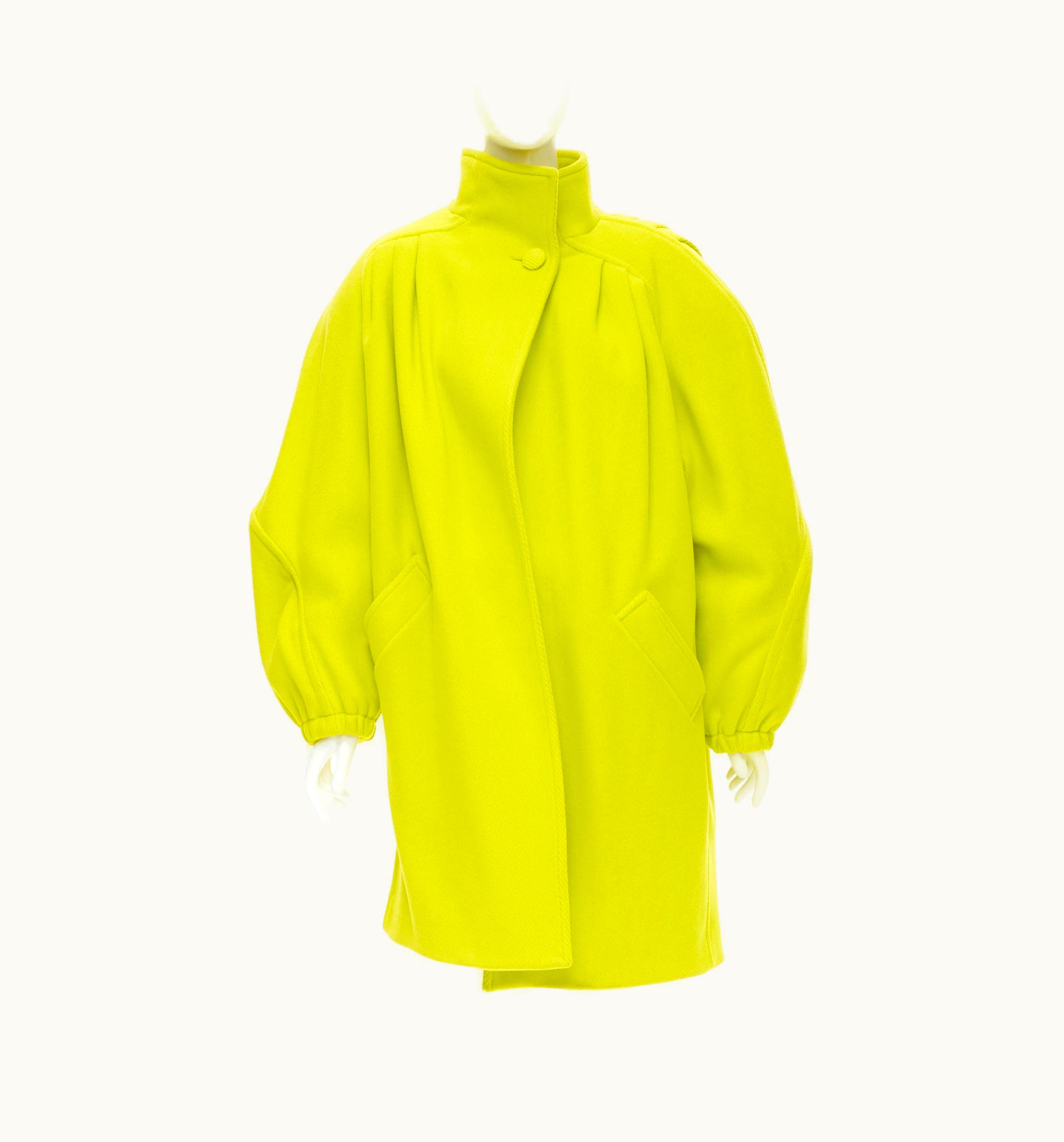 Balenciaga Runway Balenciaga 2019 Runway Yellow Wool Padded Oversized Cocoon Coat