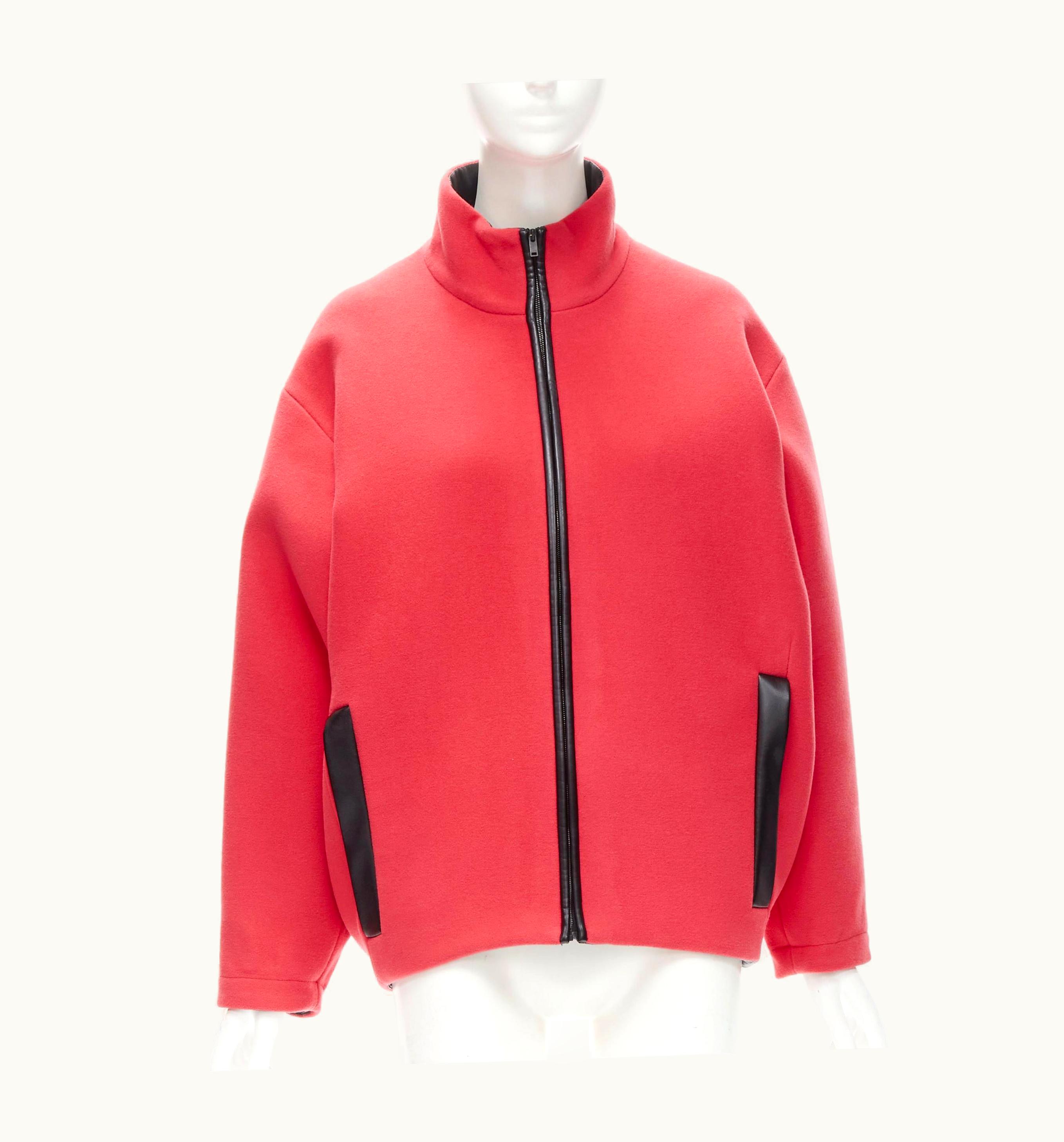 Balenciaga Rare Balenciaga 2012 Nicolas Ghesquiere Red Wool Cocoon Bomber Jacket
