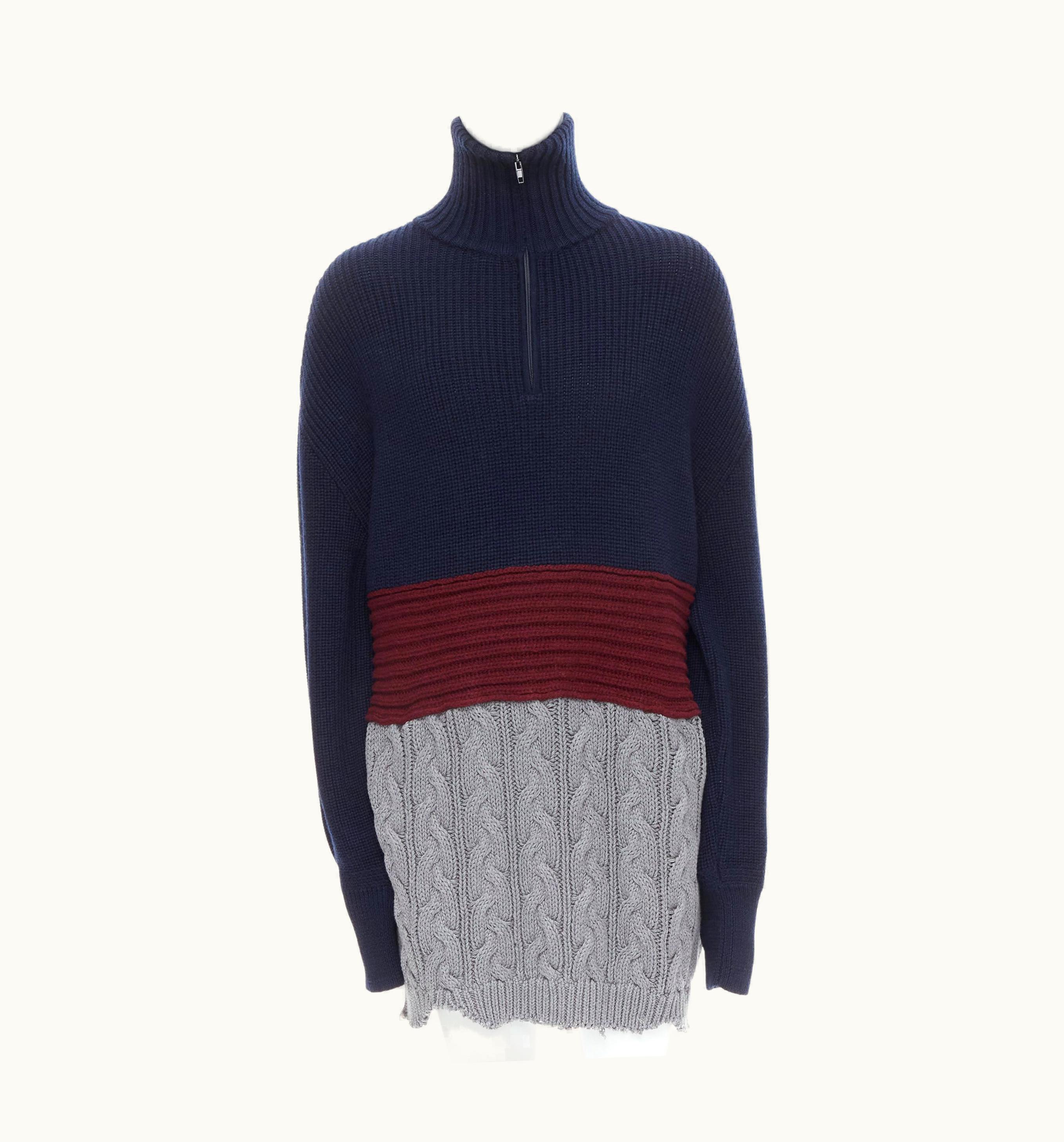 Balenciaga Balenciaga 2019 Runway 3 Layered Cable Knit Distressed Oversized Sweater UZ0588759