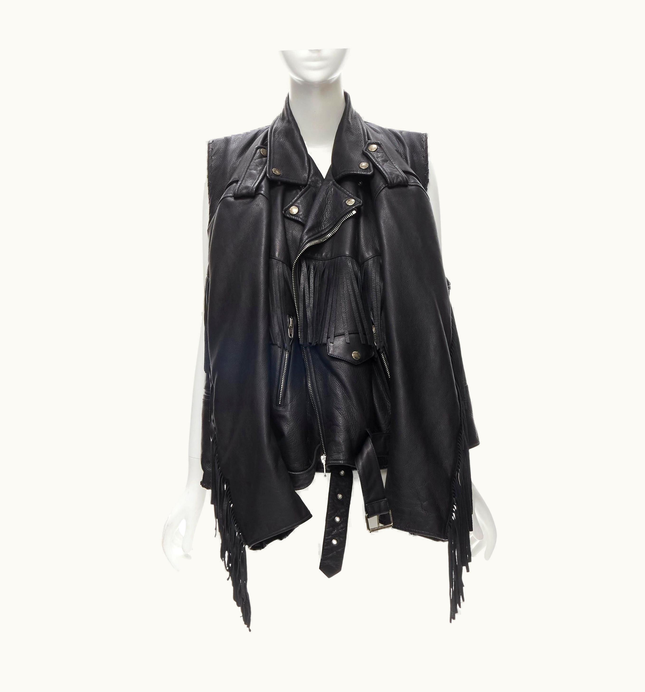 Balenciaga Balenciaga 2017 Runway 3-way Draped Hanging Fringed Biker Jacket