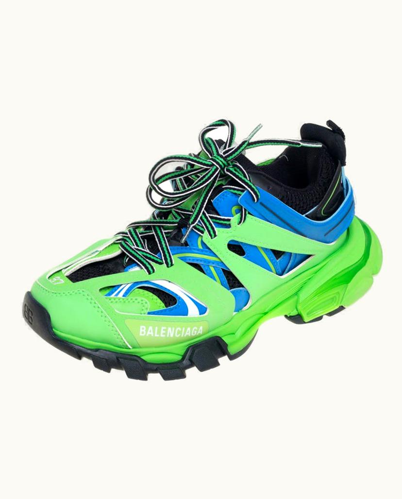 Balenciaga Balenciaga Green Mesh And Synthetic Leather Track Low Top Sneakers