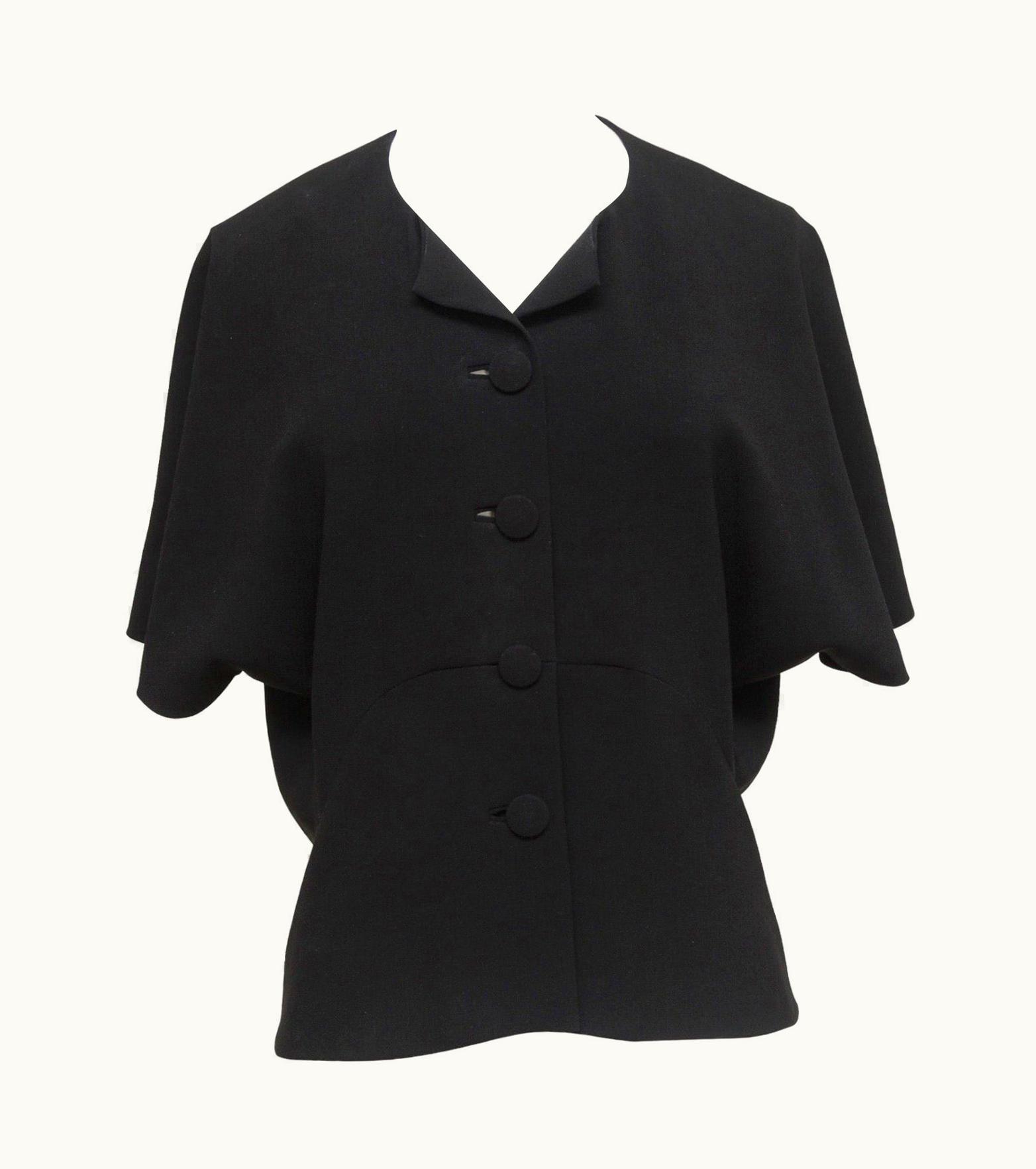 Balenciaga Balenciaga.edition Black Blouse Top Shirt Cape Sleeve Button Down