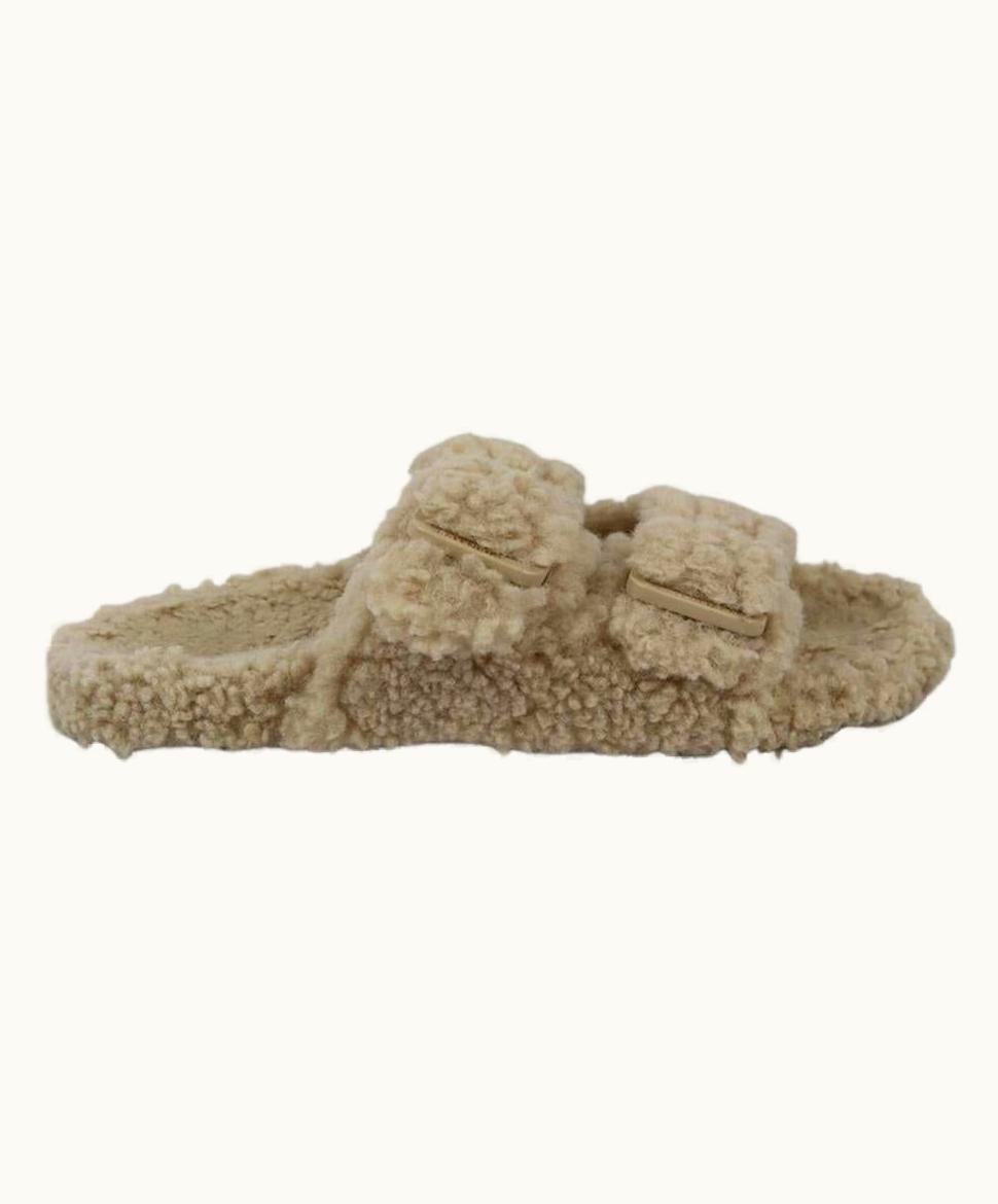 Balenciaga Balenciaga Buckle Detailed Faux Shearling Slides Eu 38 Us UZ0588779