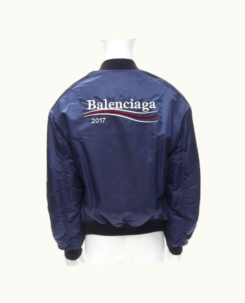 Balenciaga Balenciaga 2017 Runway Navy Wobble Campaign Ma1 Padded Bomber Jacket UZ0588783