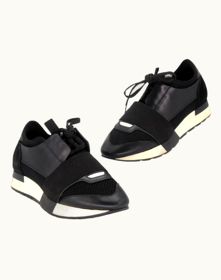 Balenciaga Balenciaga Nylon Neoprene 35 Patent Leather Race Runner Sneakers Bl-s0222p-0001