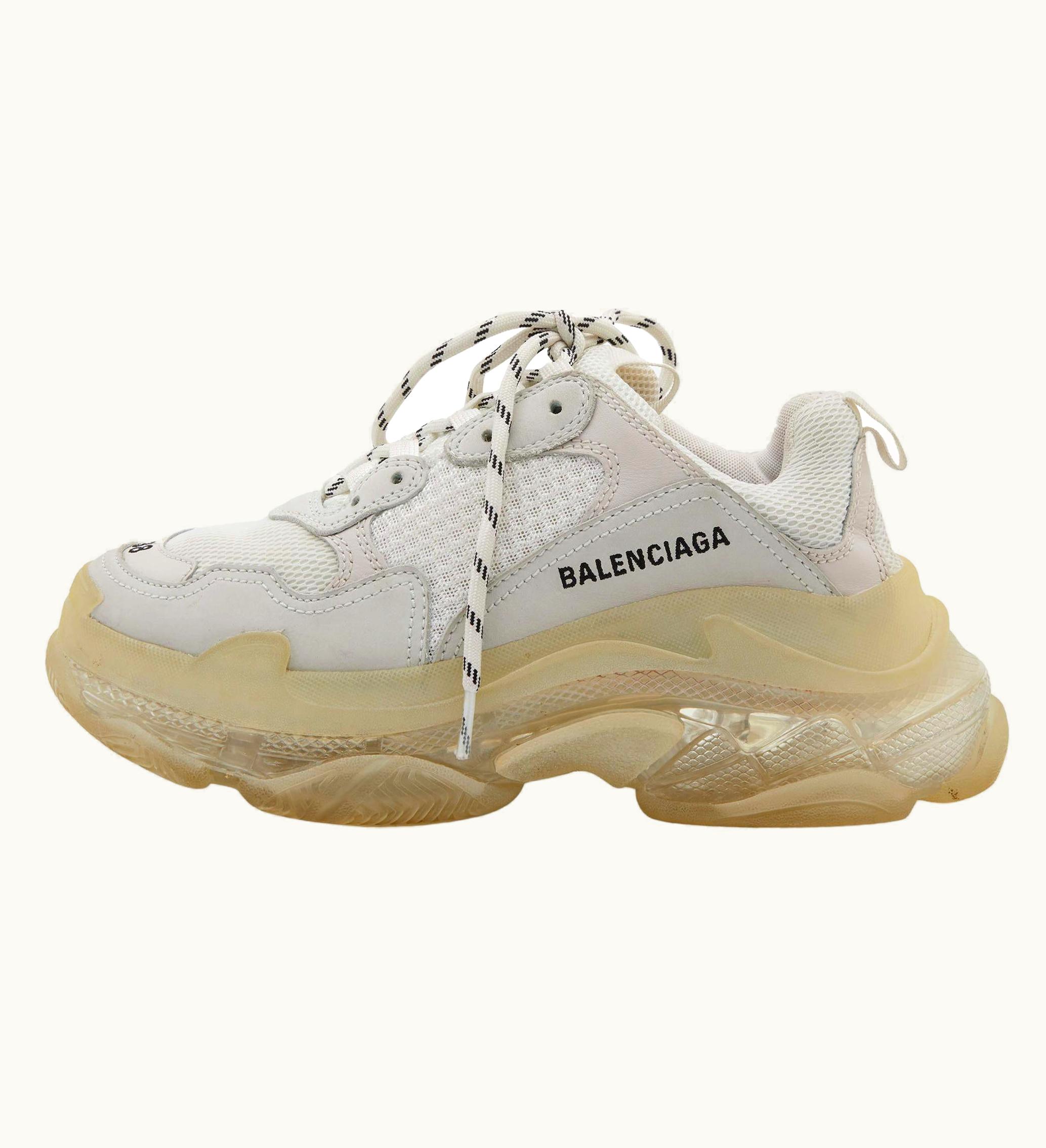 Balenciaga Balenciaga White Leather And Mesh Triple Clear Sneakers
