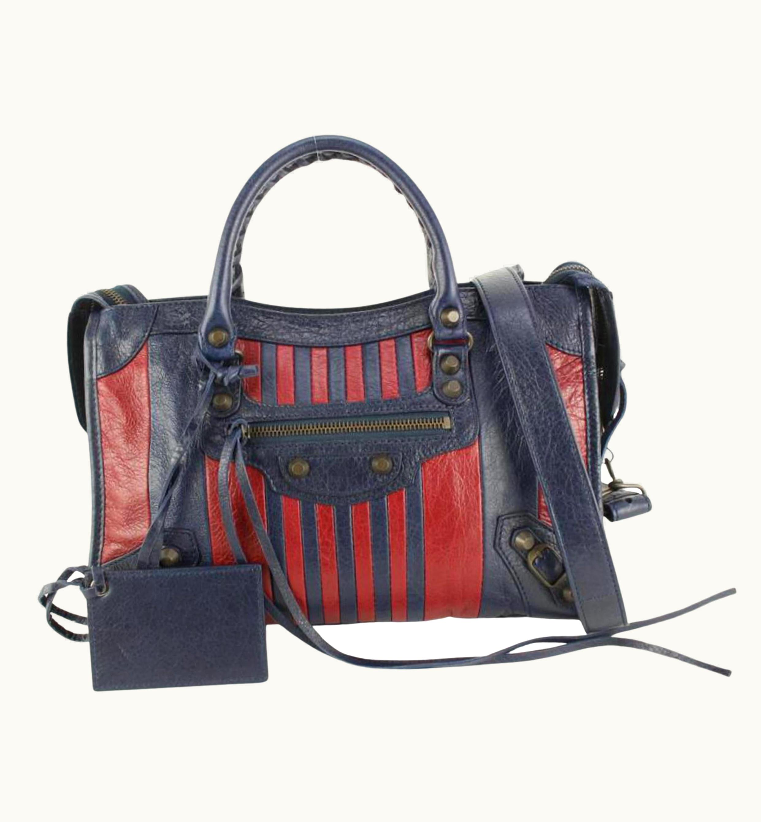 Balenciaga Balenciaga Navy Red Agneau Leather Classic Hardware Striped Outremer City 92ba52