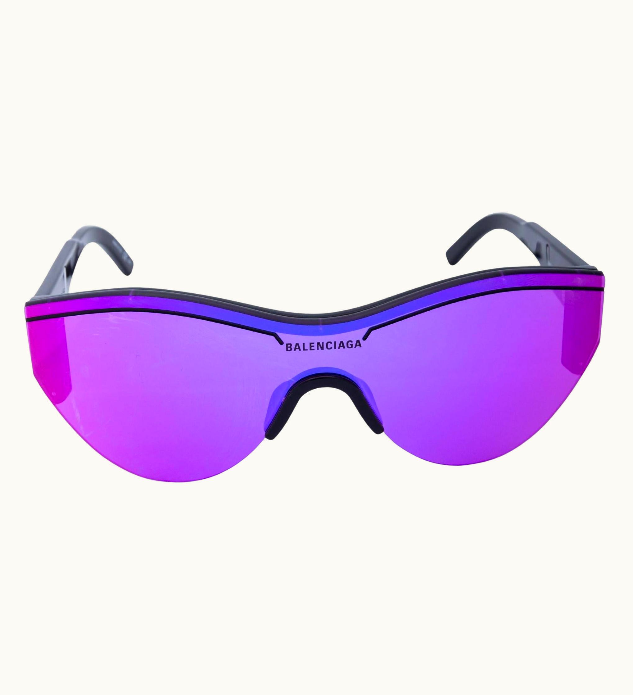Balenciaga Balenciaga Wide Fit Purple Mirror Ski Goggle Sunglasses (bb 0004s 002)