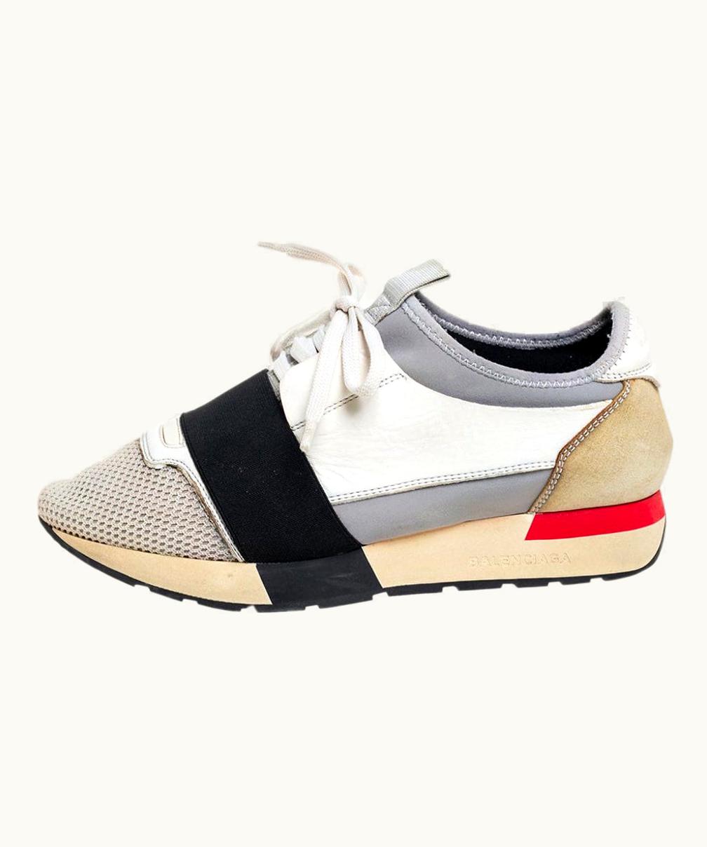 Balenciaga Balenciaga Multicolor Mesh And Leather Race Runner Low Top Sneakers