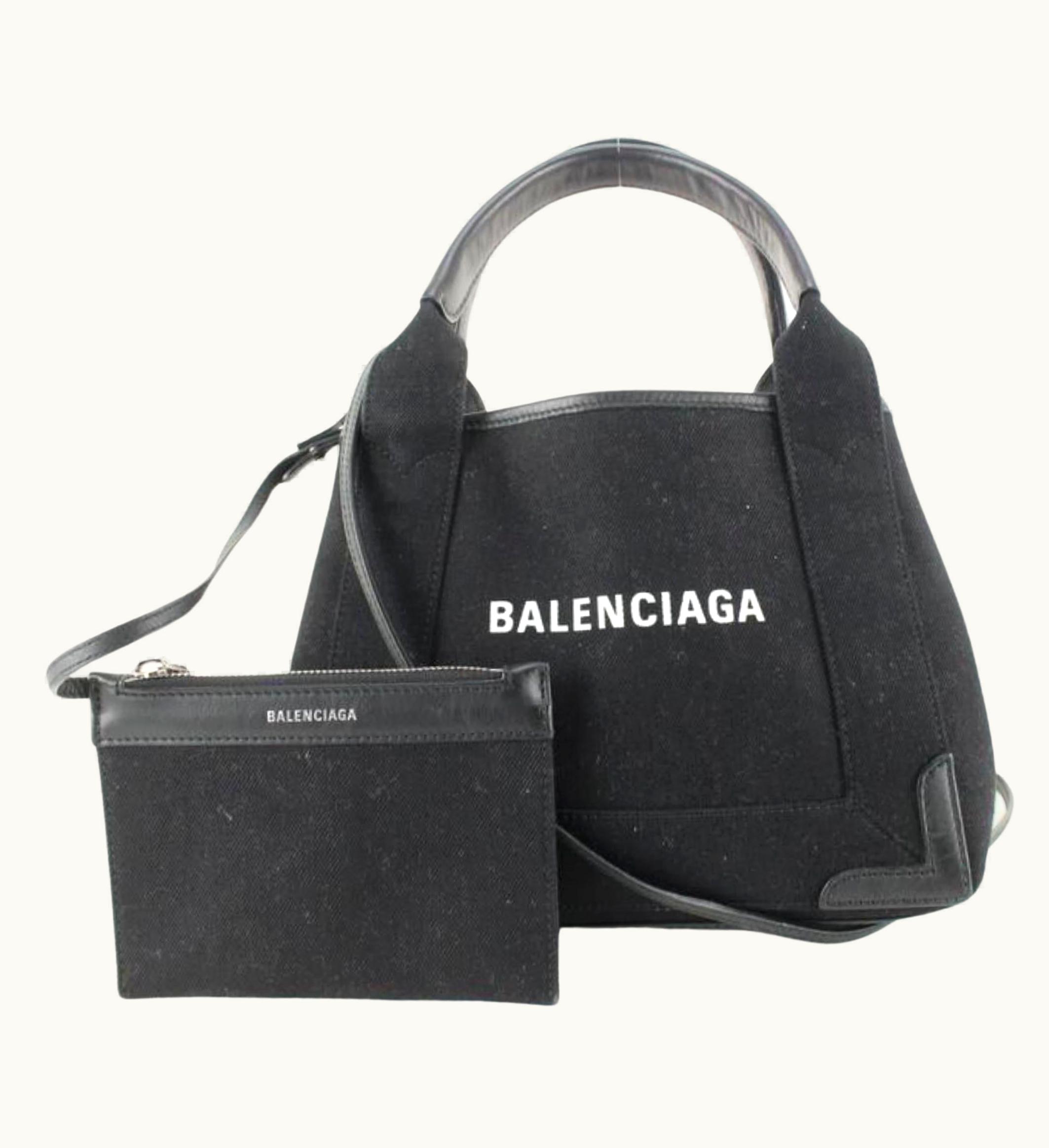 Balenciaga Balenciaga Black Canvas Calfskin Navy Cabas 2way Crossbody 89ba629s
