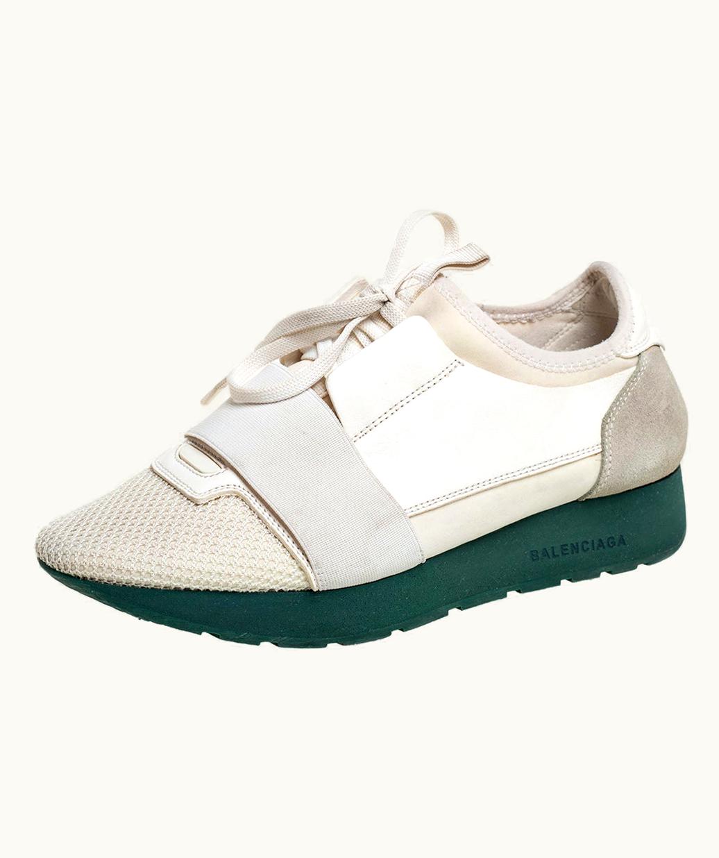 Balenciaga Balenciaga White Mesh And Leather Race Runner Low Top Sneakers