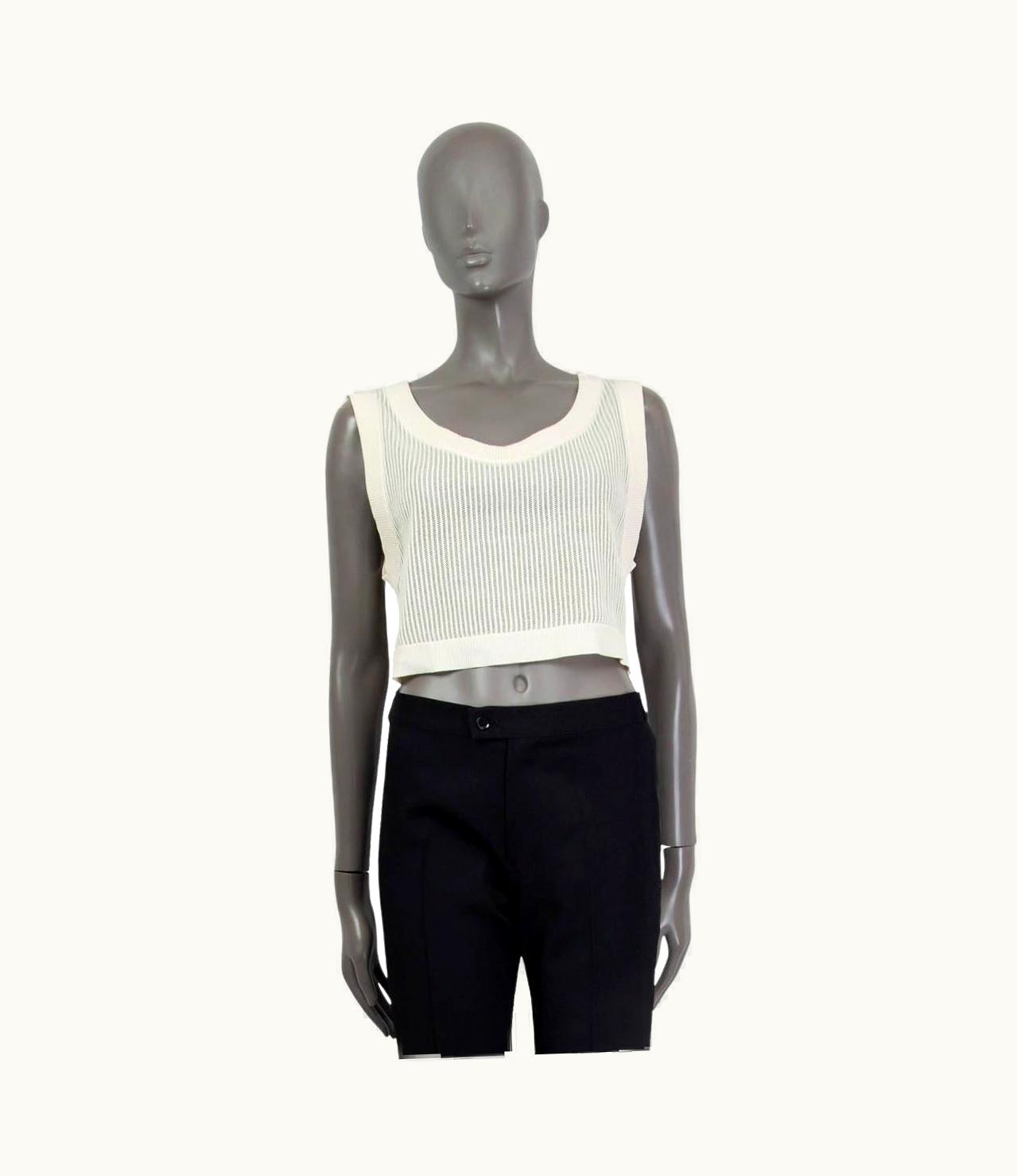 Balenciaga Balenciaga Ivory Cotton Rib Knit Sleeveless Crop Tank Top Shirt