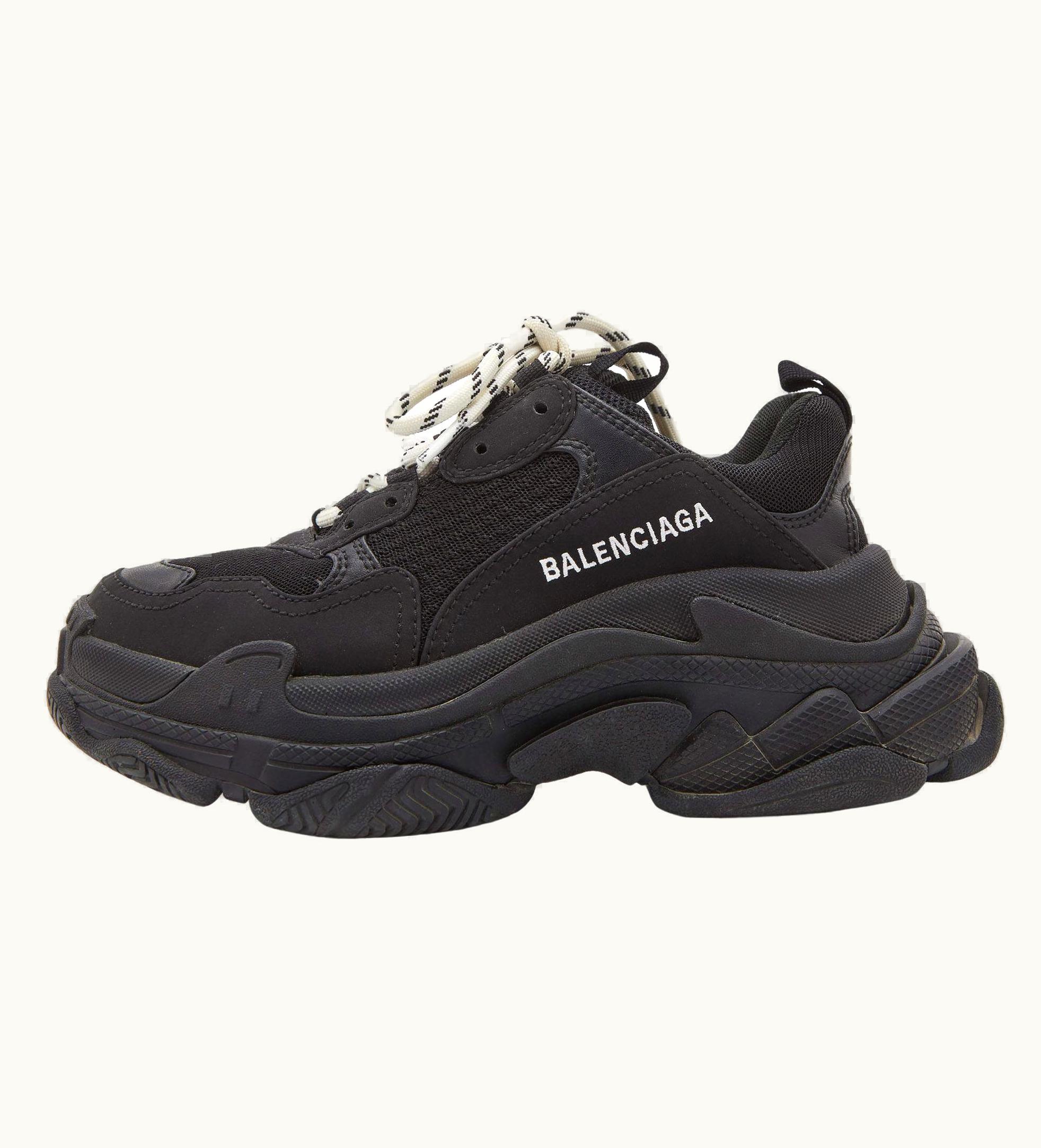 Balenciaga Balenciaga Black Mesh, Nubuck And Leather Triple Sneakers