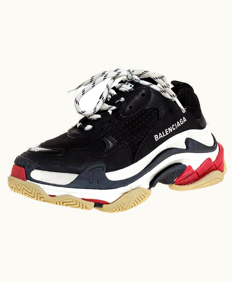 Balenciaga Balenciaga Black/White Leather And Mesh Triple Platform Sneakers