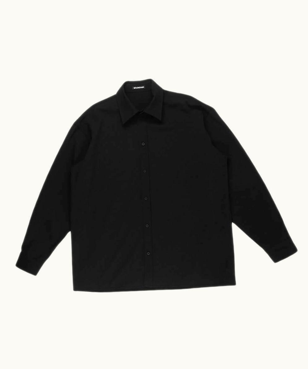 Balenciaga Balenciaga Men Button-Up Wool Long Partly Lined Shirt (xl)