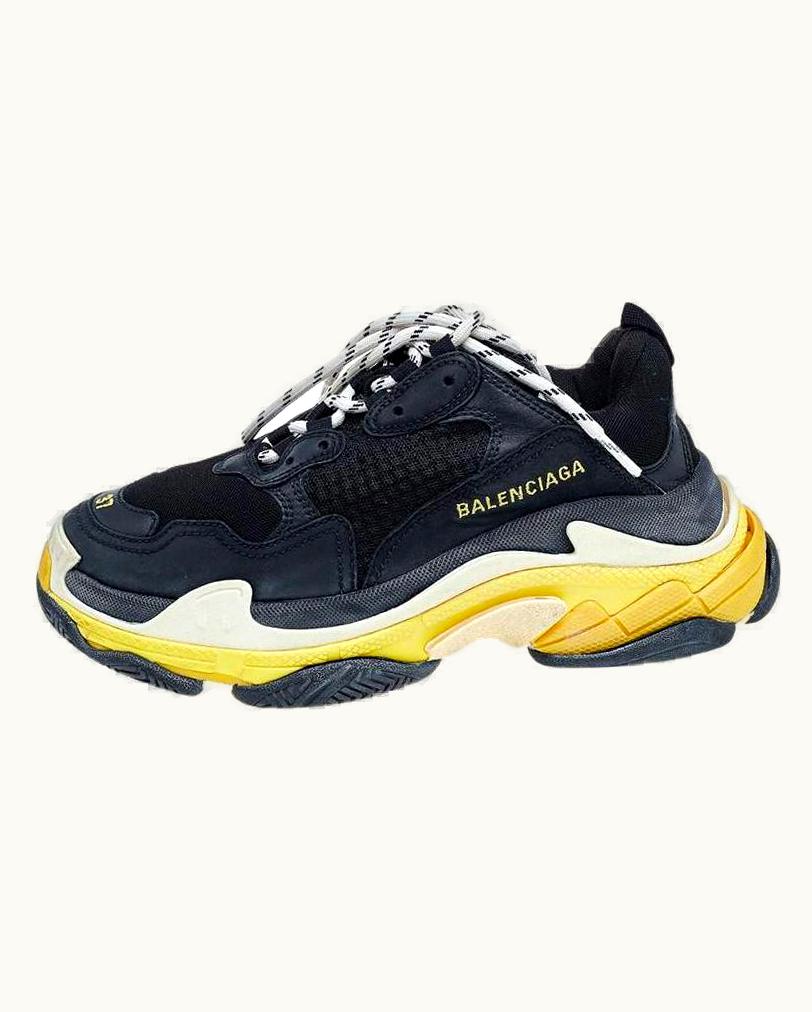 Balenciaga Balenciaga Black S/SYellow Leather And Mesh Triple Clear Sneakers