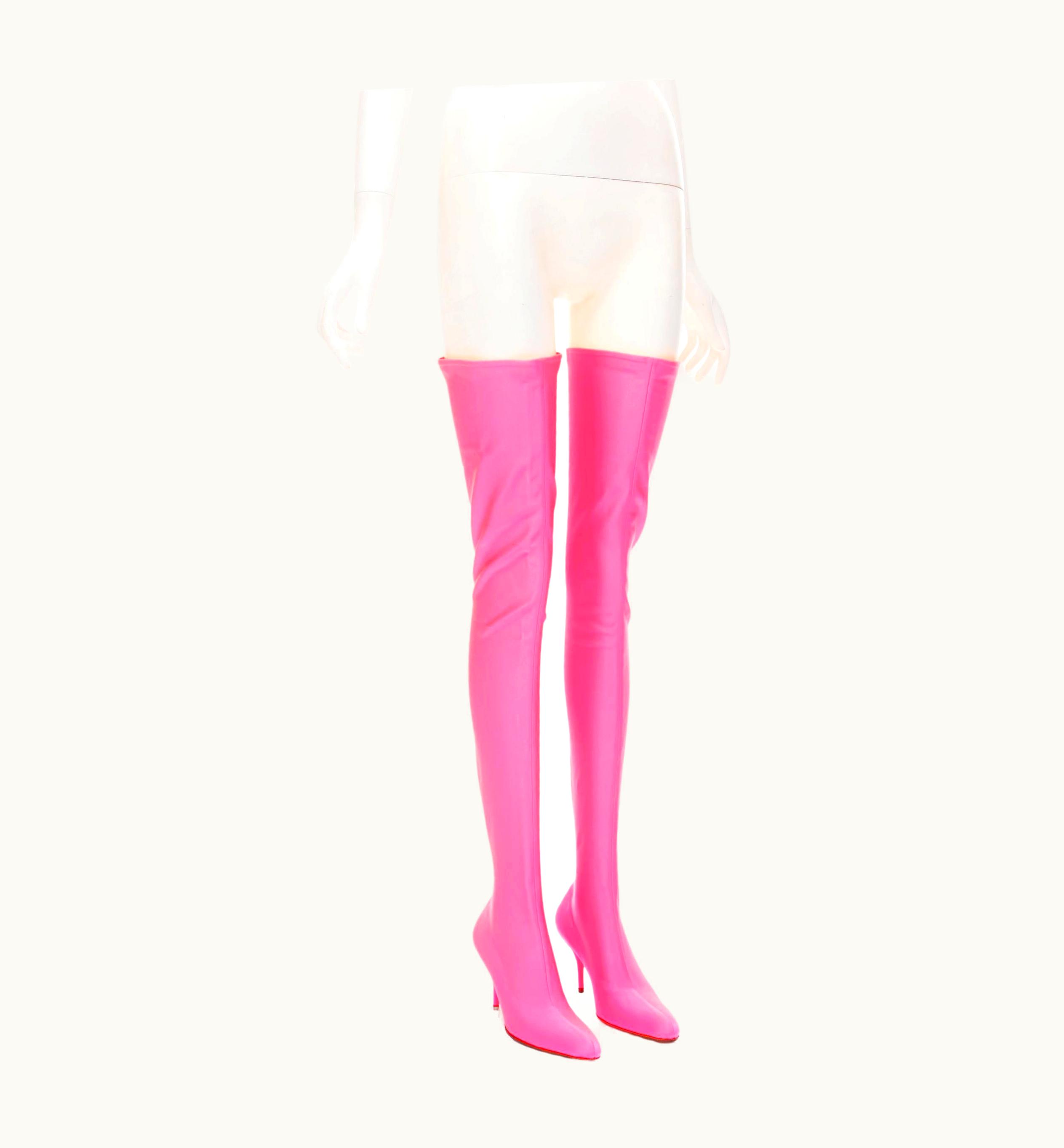 Balenciaga Balenciaga Spandex Thigh Over The Knee Fluo Rose Bright Pink Boot UZ0588825