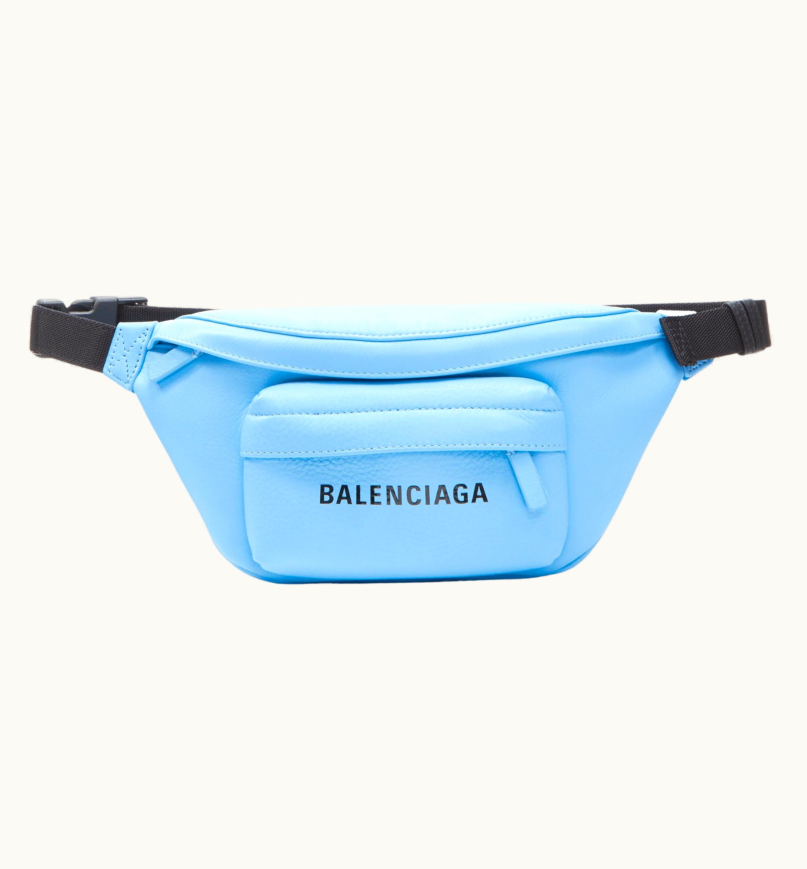 Balenciaga Balenciaga Everyday Belt Pack Sky Blue Leather Logo Print Crossbody Waist Bag