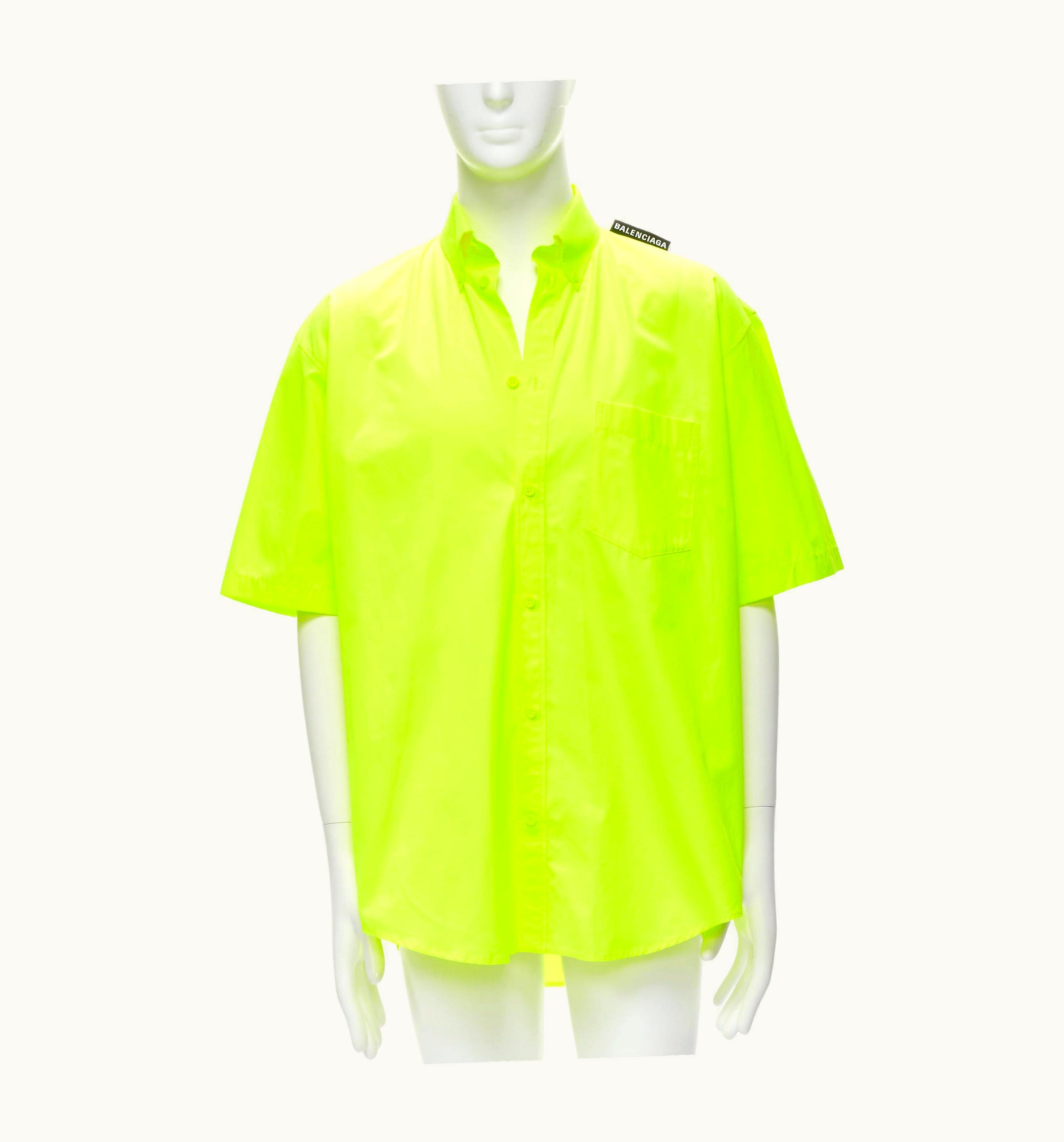 Balenciaga Balenciaga Demna 2020 Neon Yellow Shoulder Tag Boxy Oversized Shirt