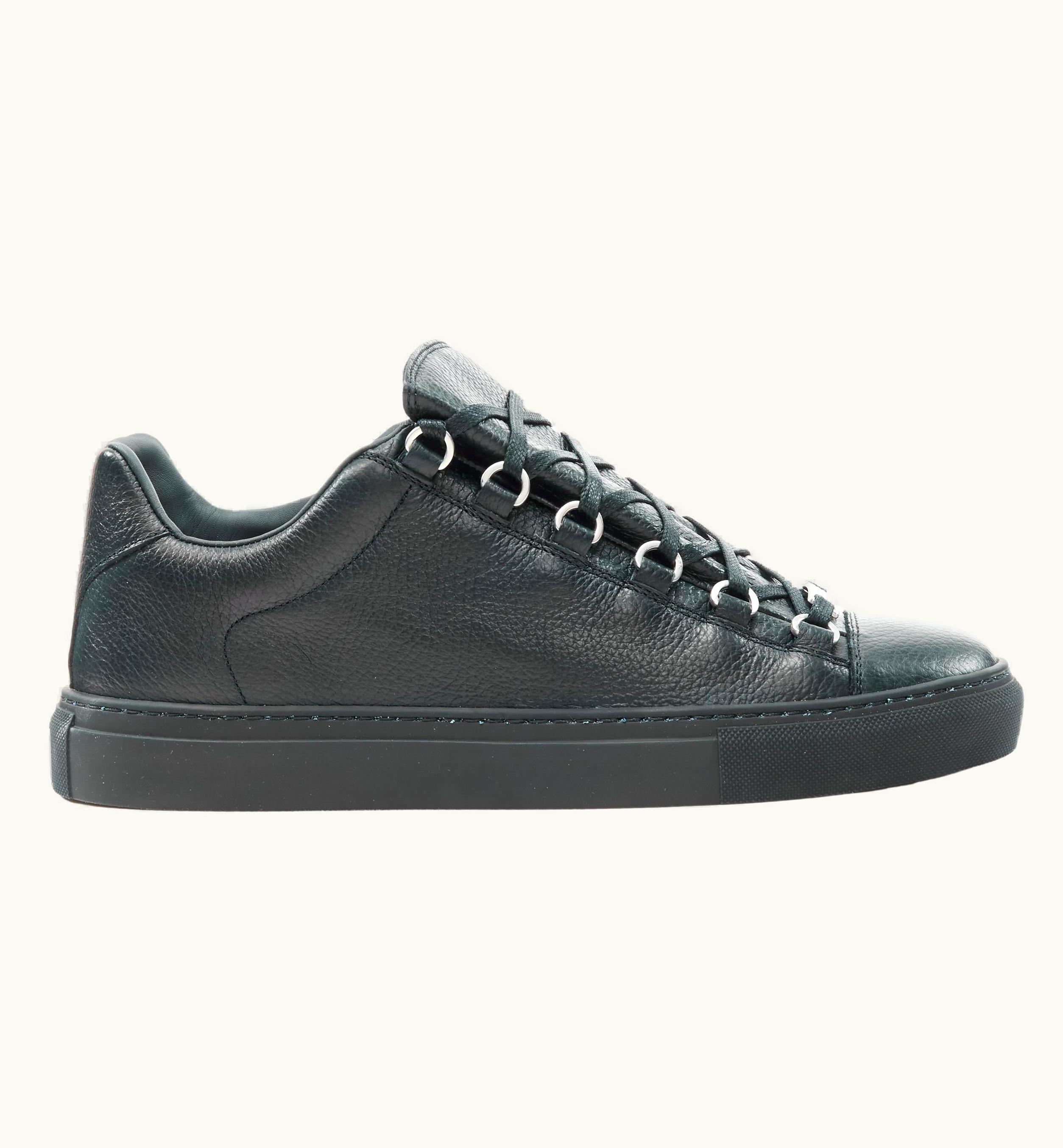 Balenciaga Balenciaga Demna Arena Black Noir Grained Leather Low Top Sneakers