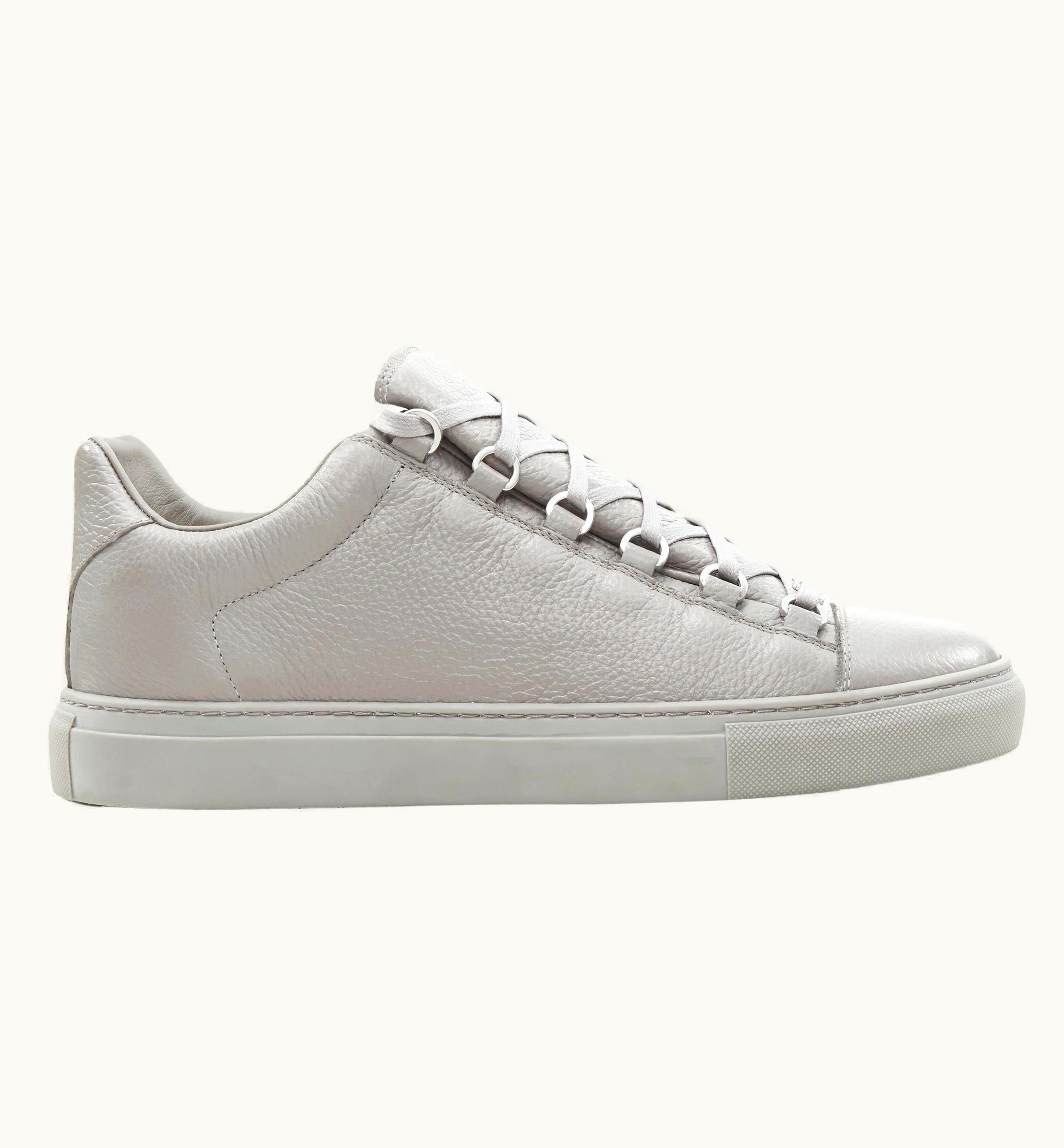 Balenciaga Balenciaga Demna Arena Pyrite Grey Grained Leather Low Top Sneakers UZ0588836