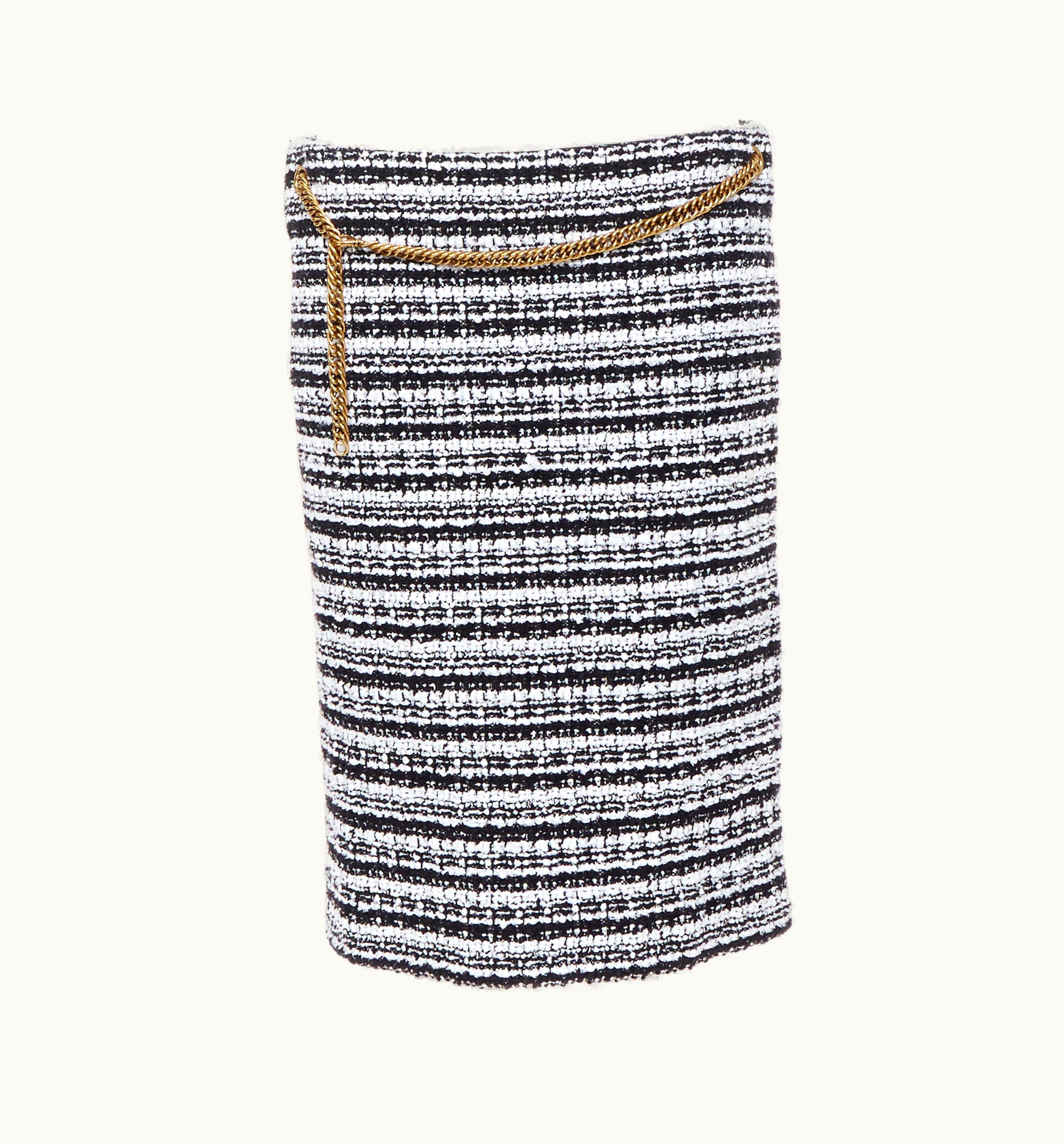 Balenciaga Balenciaga Demna Gvasalia AW18 Runway Black Tweed Gold Chain Belt Skirt