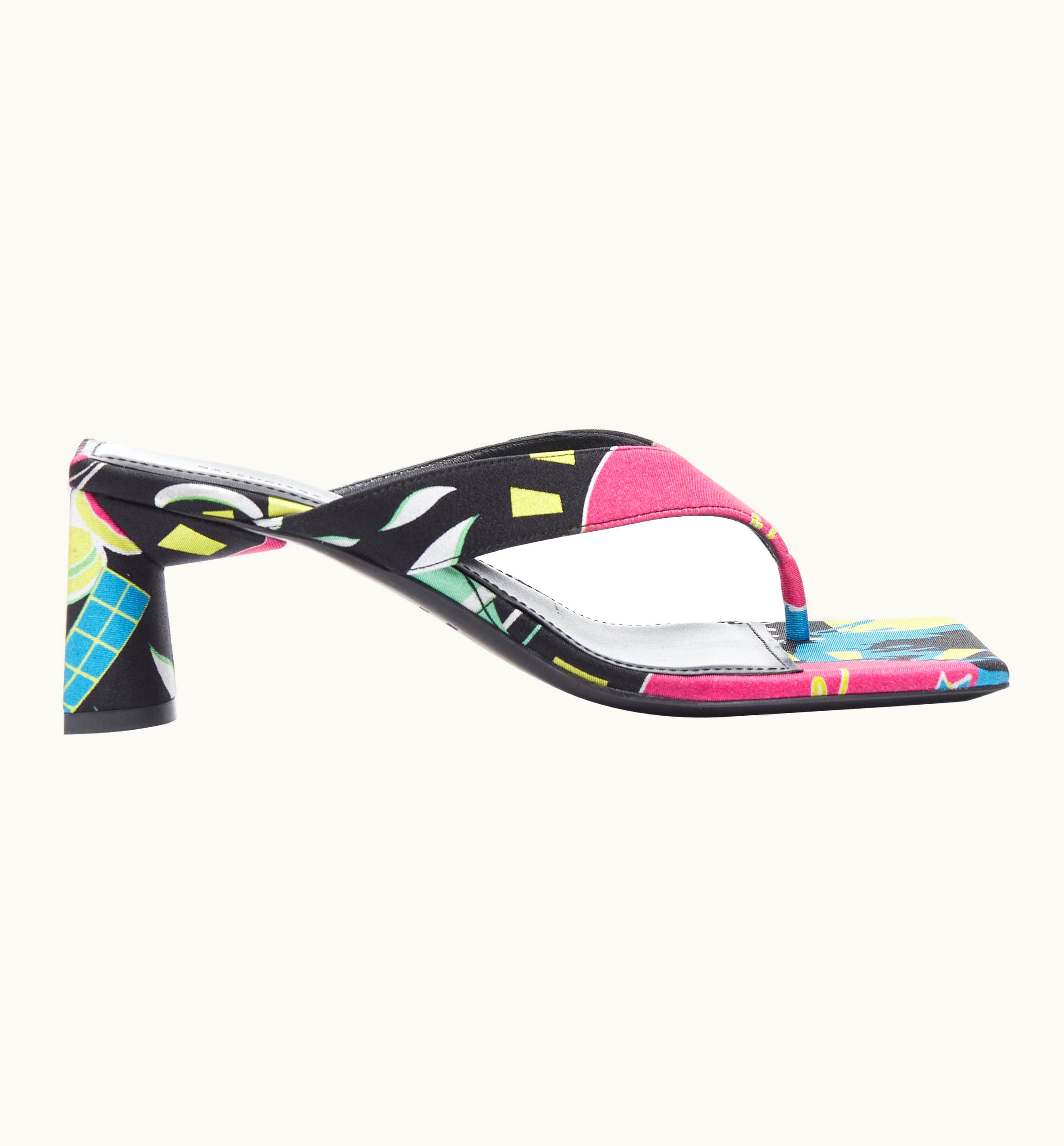 Balenciaga Balenciaga 2020 Floral Satin Square Toe Mid Heel Mule Thong Sandals UZ0588841