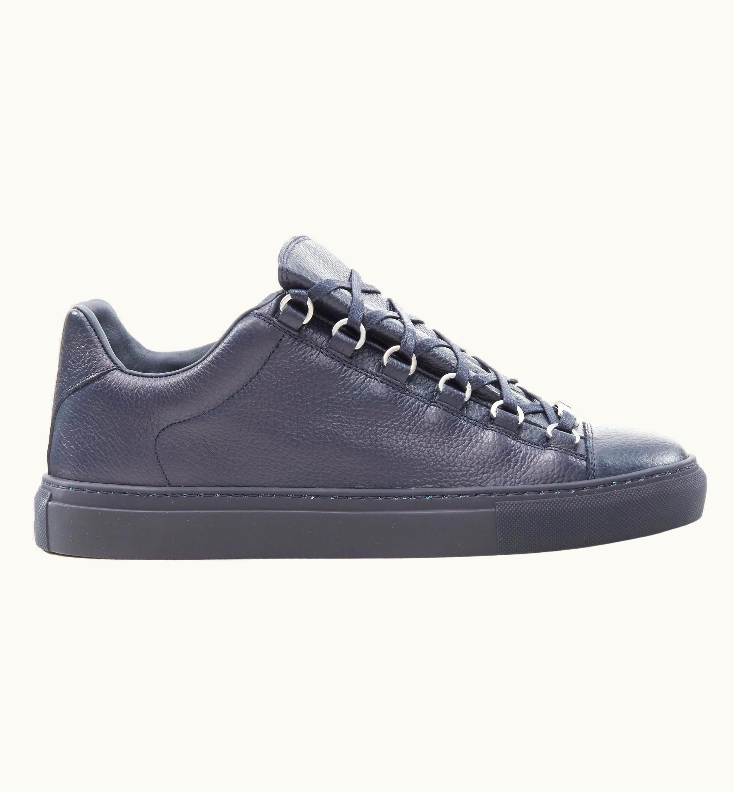 Balenciaga Balenciaga Demna Arena Navy Blue Grained Leather Low Top Sneakers UZ0588846