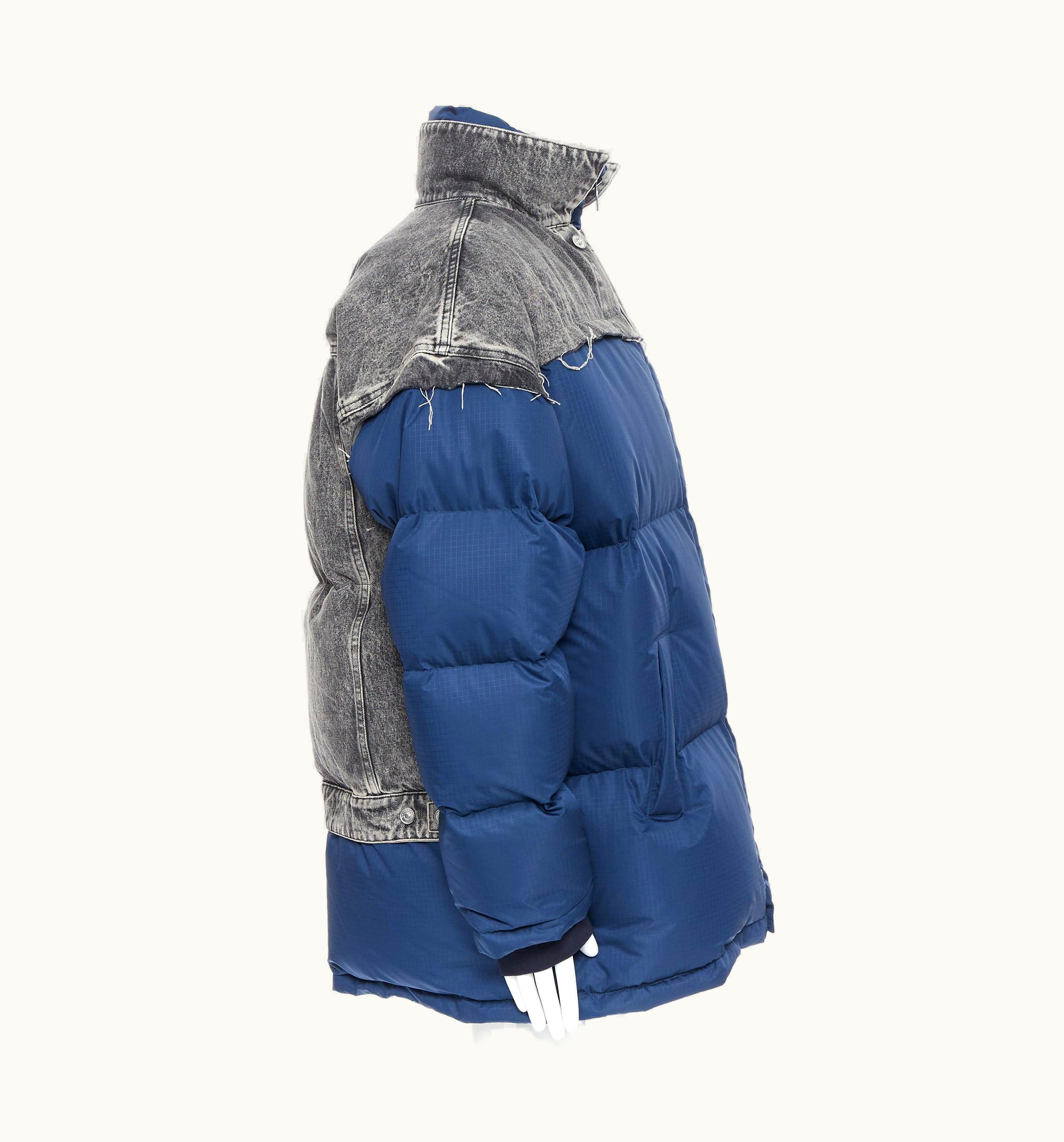 Balenciaga Balenciaga Demna 2018 Fake Layering Navy Washed Denim Down Puffer Jacket UZ0588848
