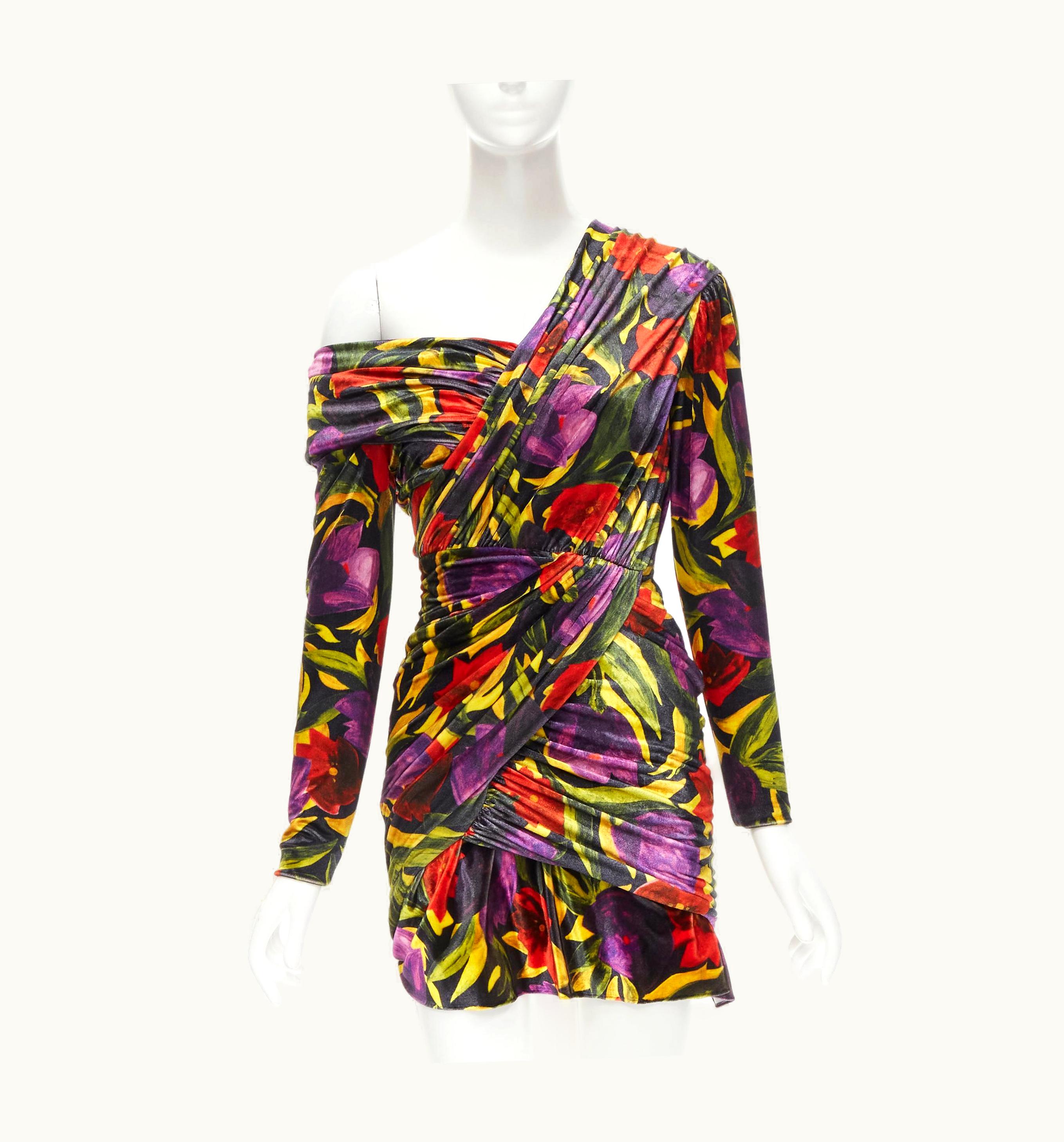 Balenciaga Balenciaga 2019 Runway Demna Floral Velvet Wrap Draped Mini Dress